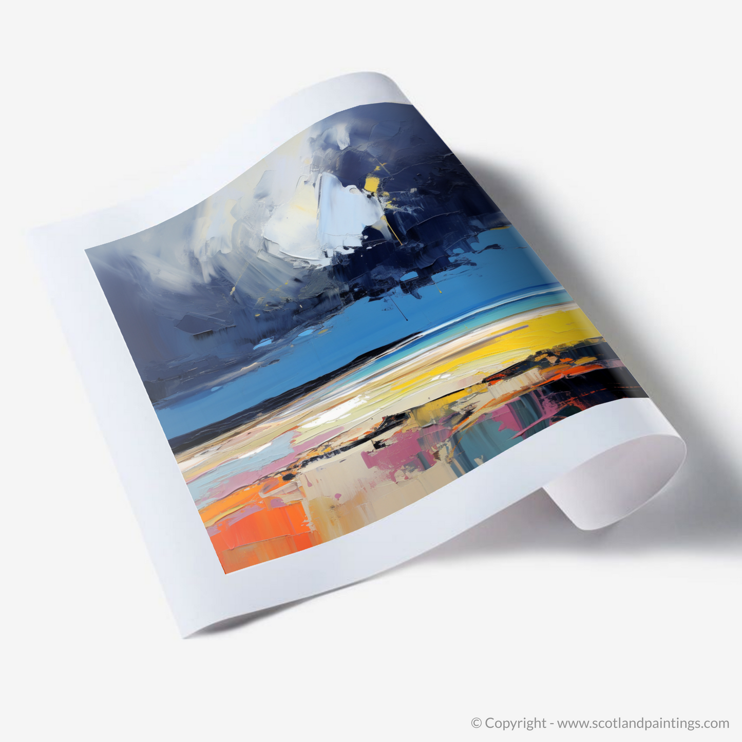 Art Print of West Sands with a stormy sky