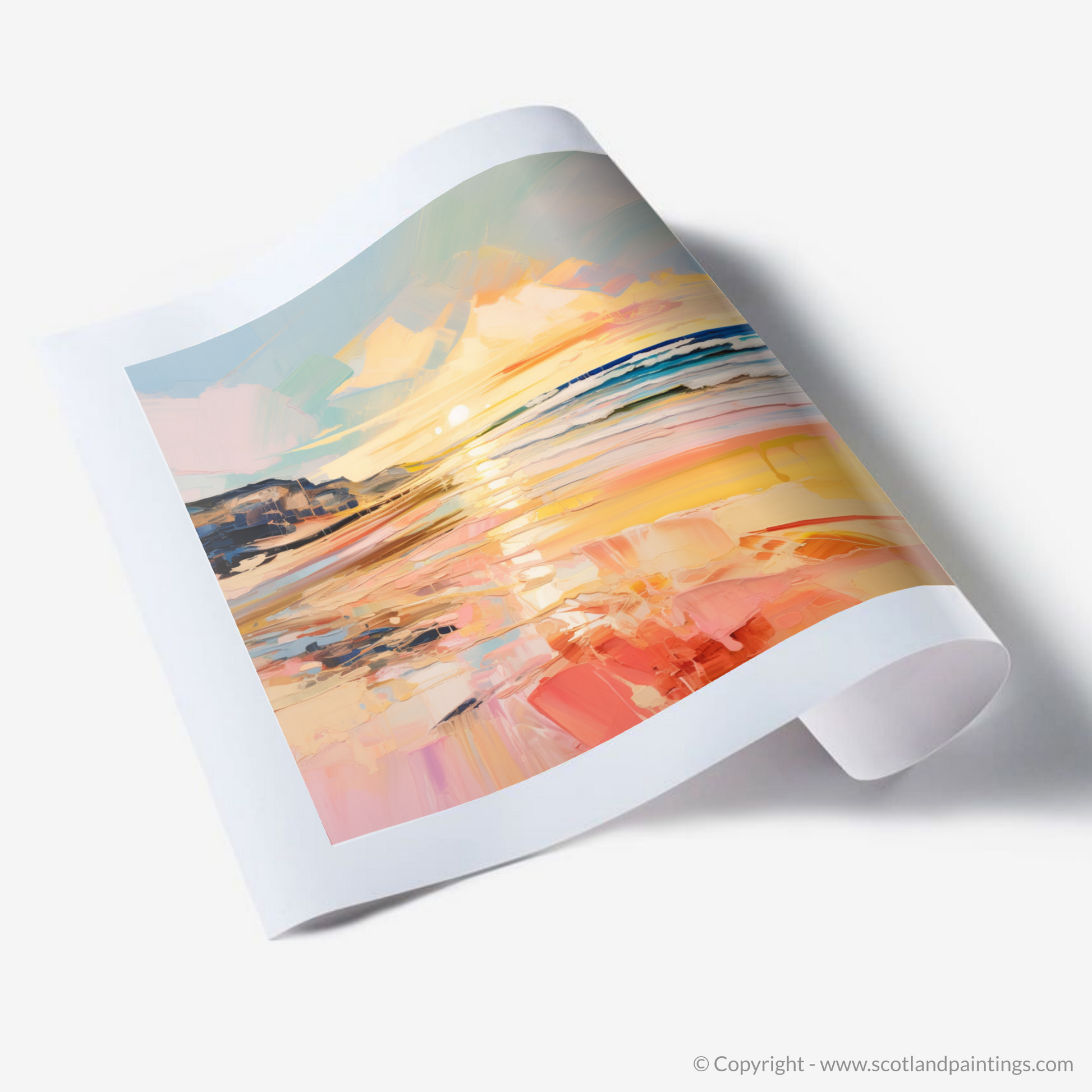 Art Print of Balmedie Beach at golden hour