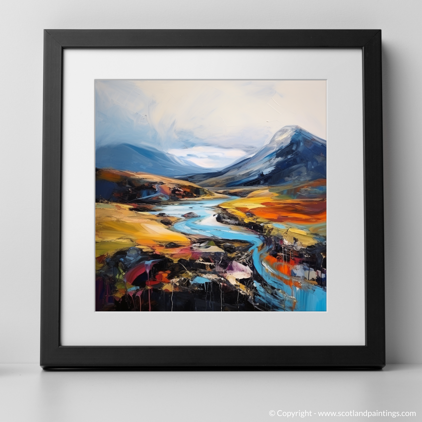 Painting and Art Print of Meall Corranaich. Wild Embrace of Meall Corranaich: An Expressionist Ode to Scottish Munros.