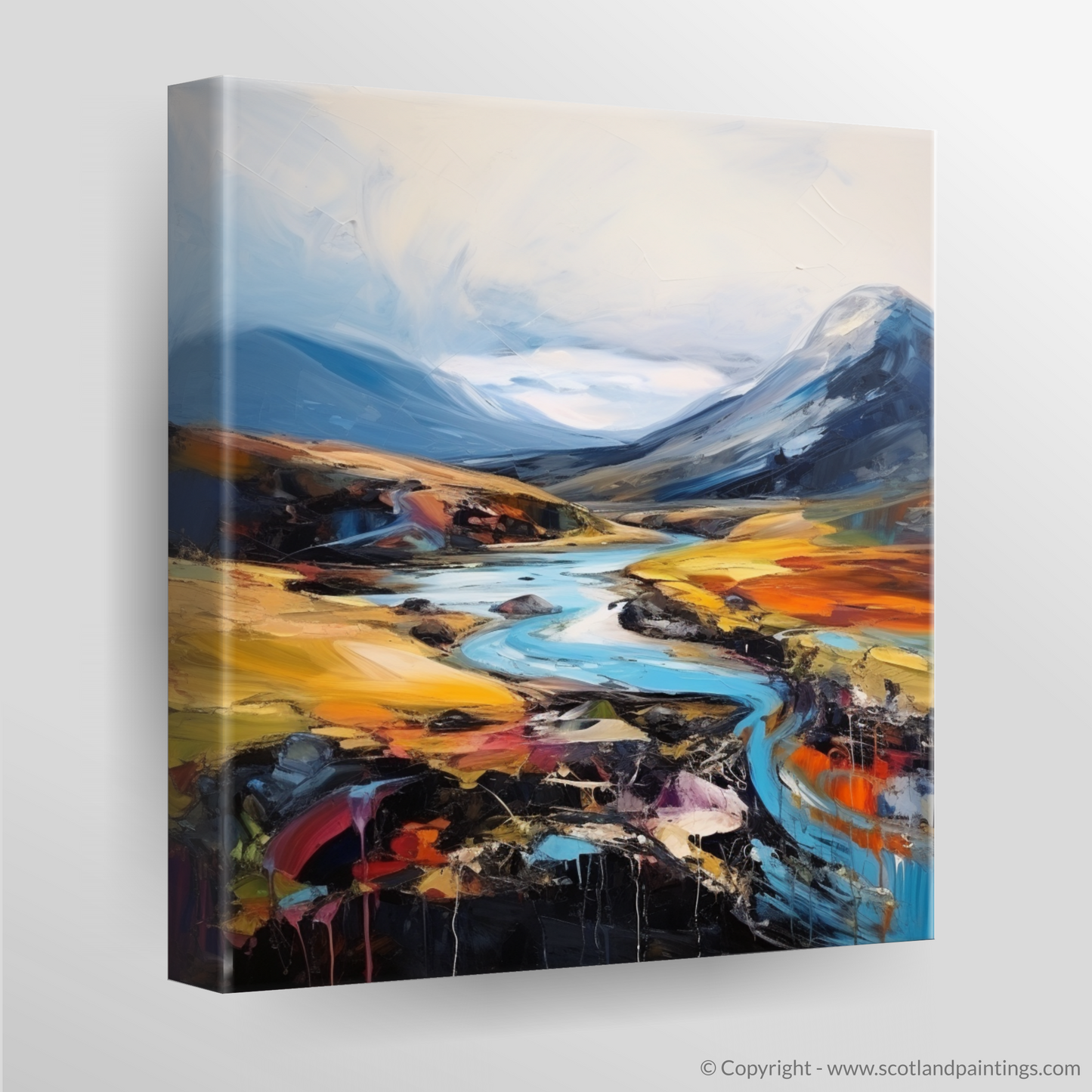 Painting and Art Print of Meall Corranaich. Wild Embrace of Meall Corranaich: An Expressionist Ode to Scottish Munros.