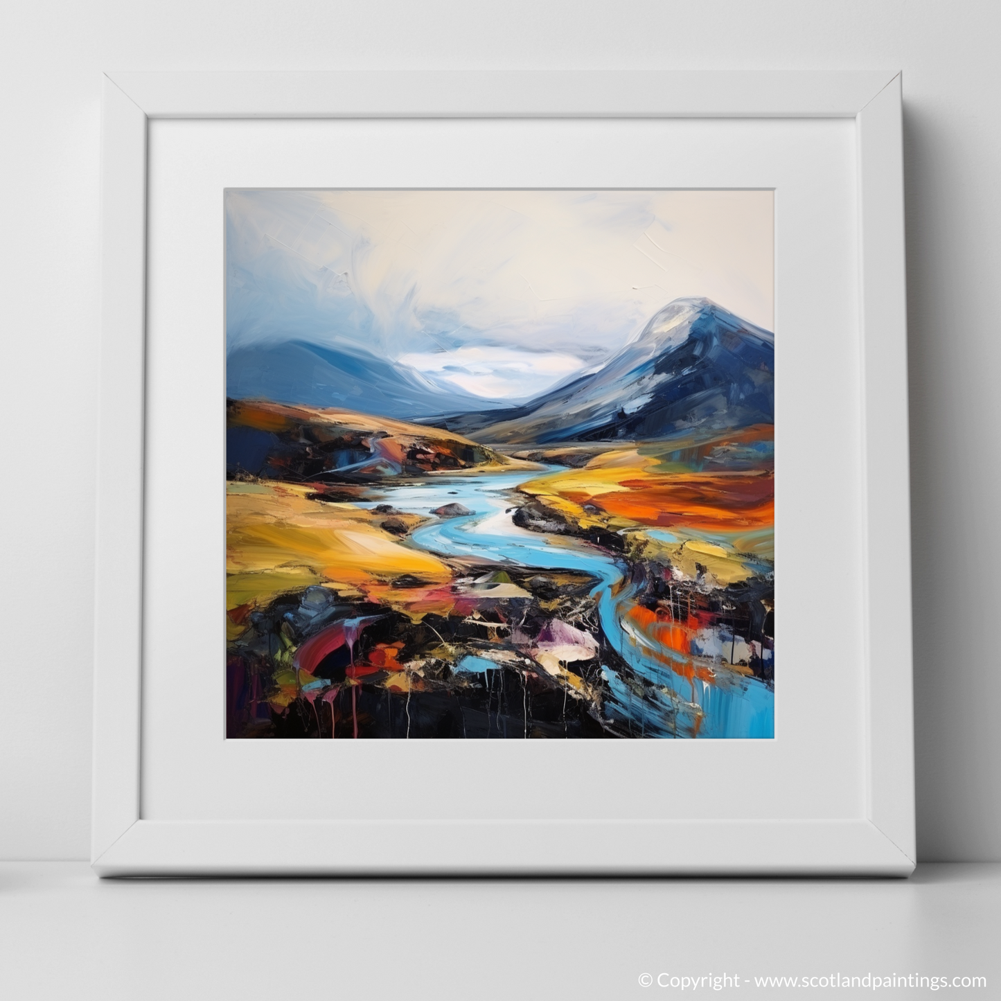 Painting and Art Print of Meall Corranaich. Wild Embrace of Meall Corranaich: An Expressionist Ode to Scottish Munros.