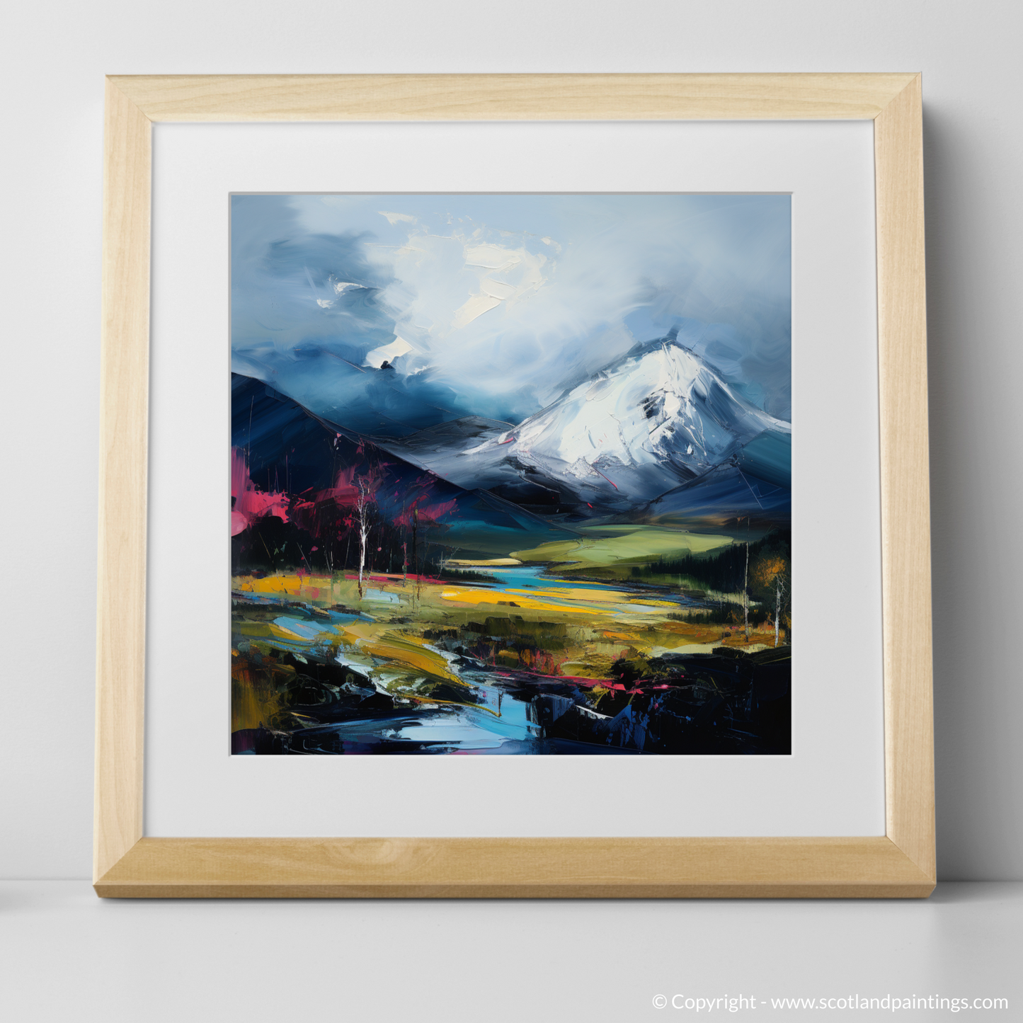 Art Print of Meall Corranaich with a natural frame