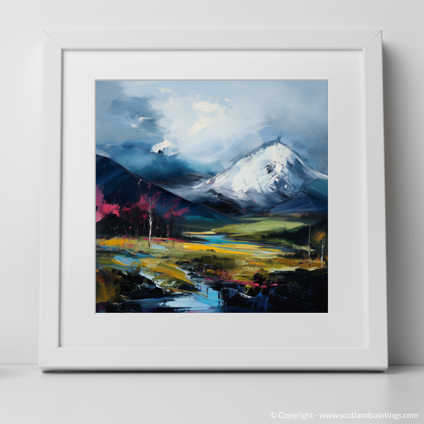 Art Print of Meall Corranaich with a white frame