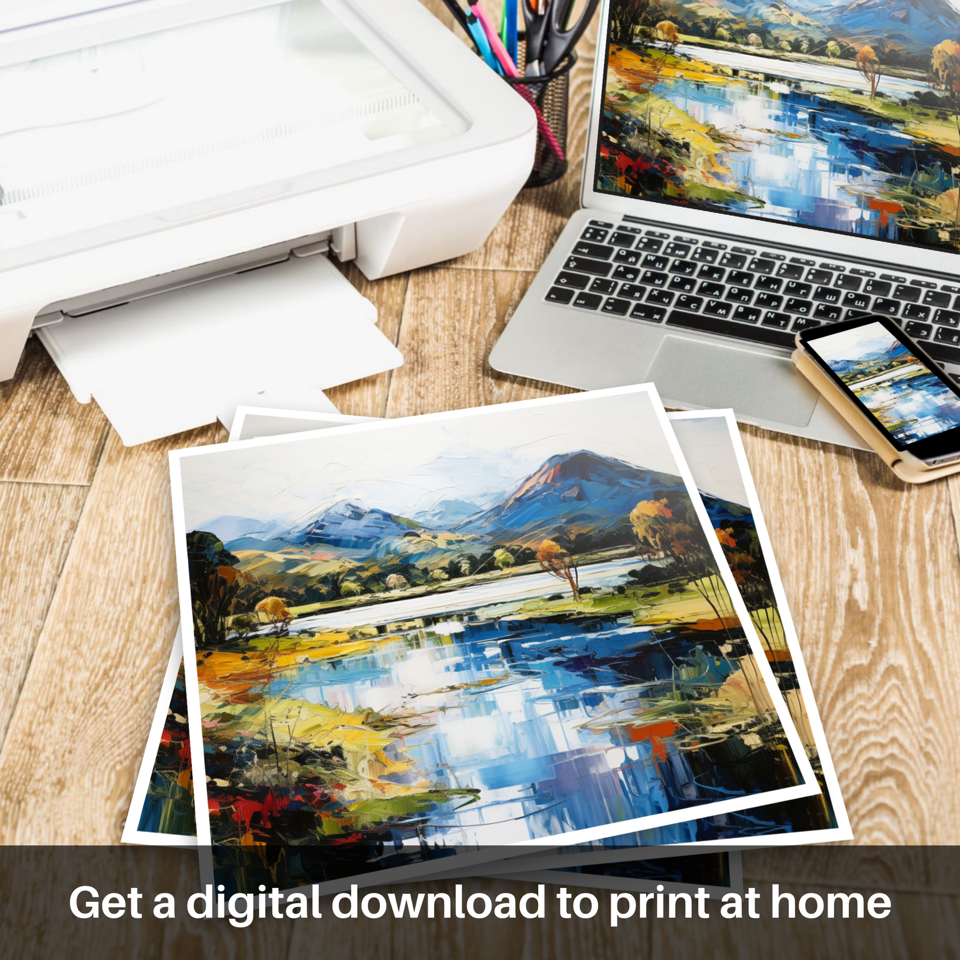 Downloadable and printable picture of Loch Ard, Stirling
