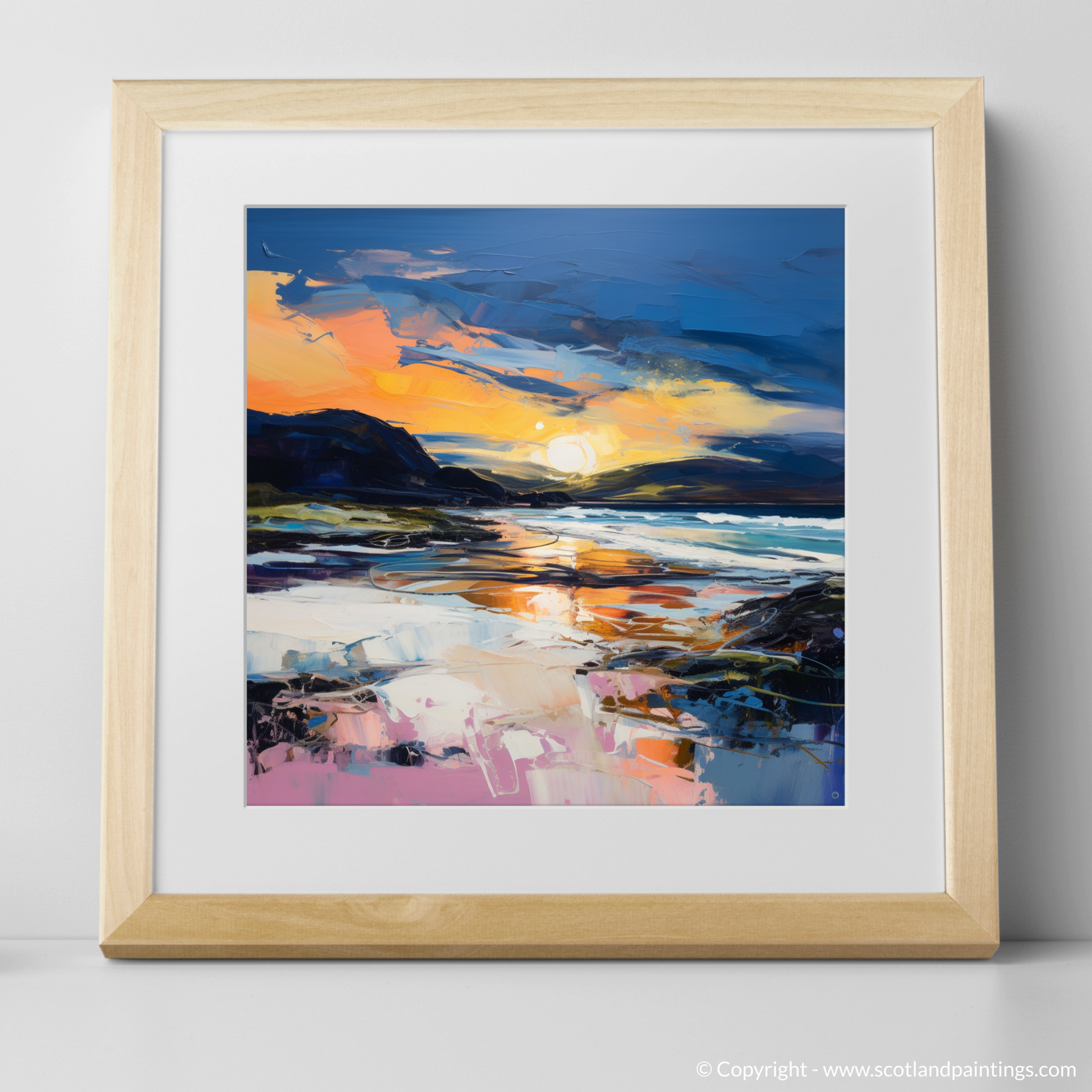 Art Print of Scarista Beach at dusk with a natural frame