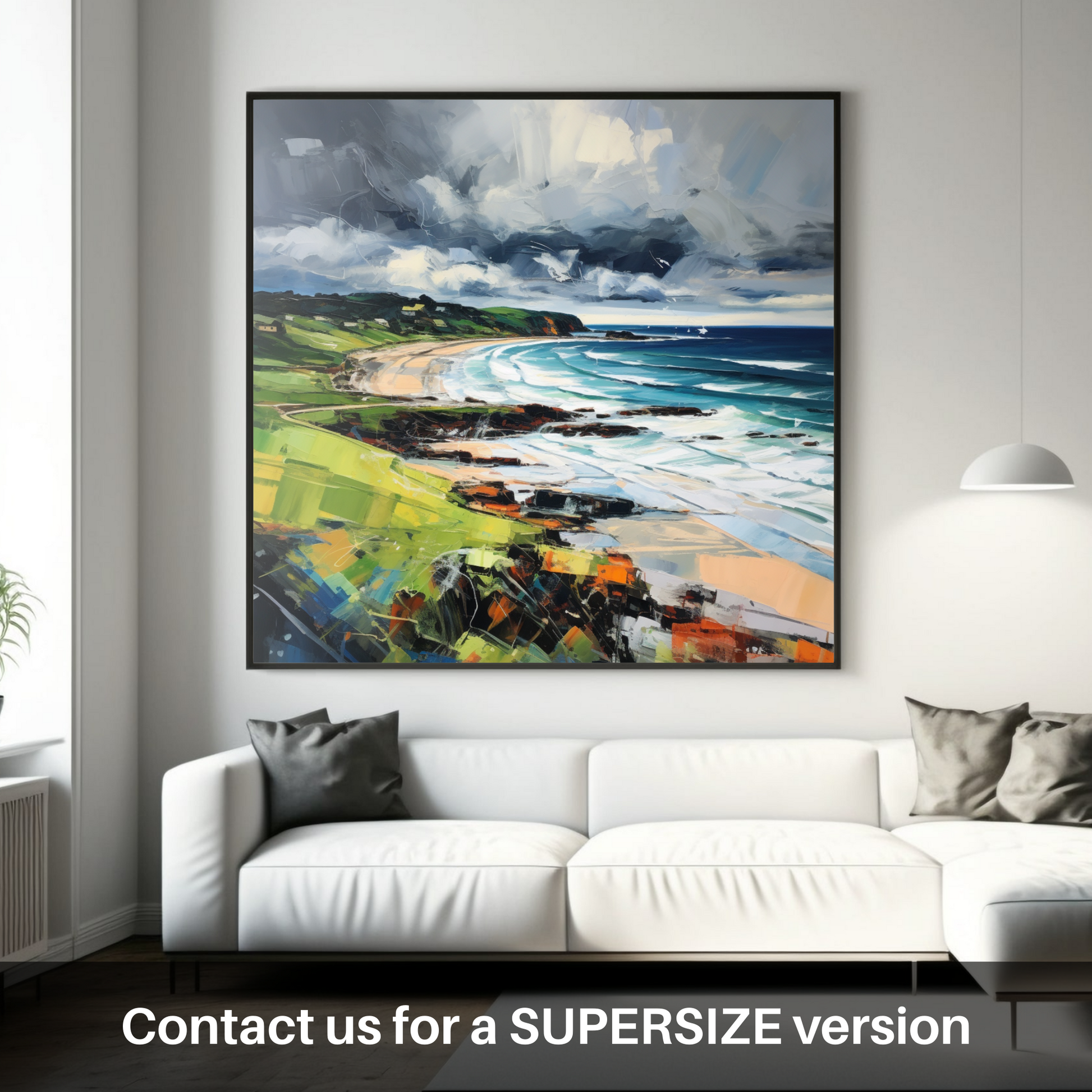Huge supersize print of Coldingham Bay with a stormy sky
