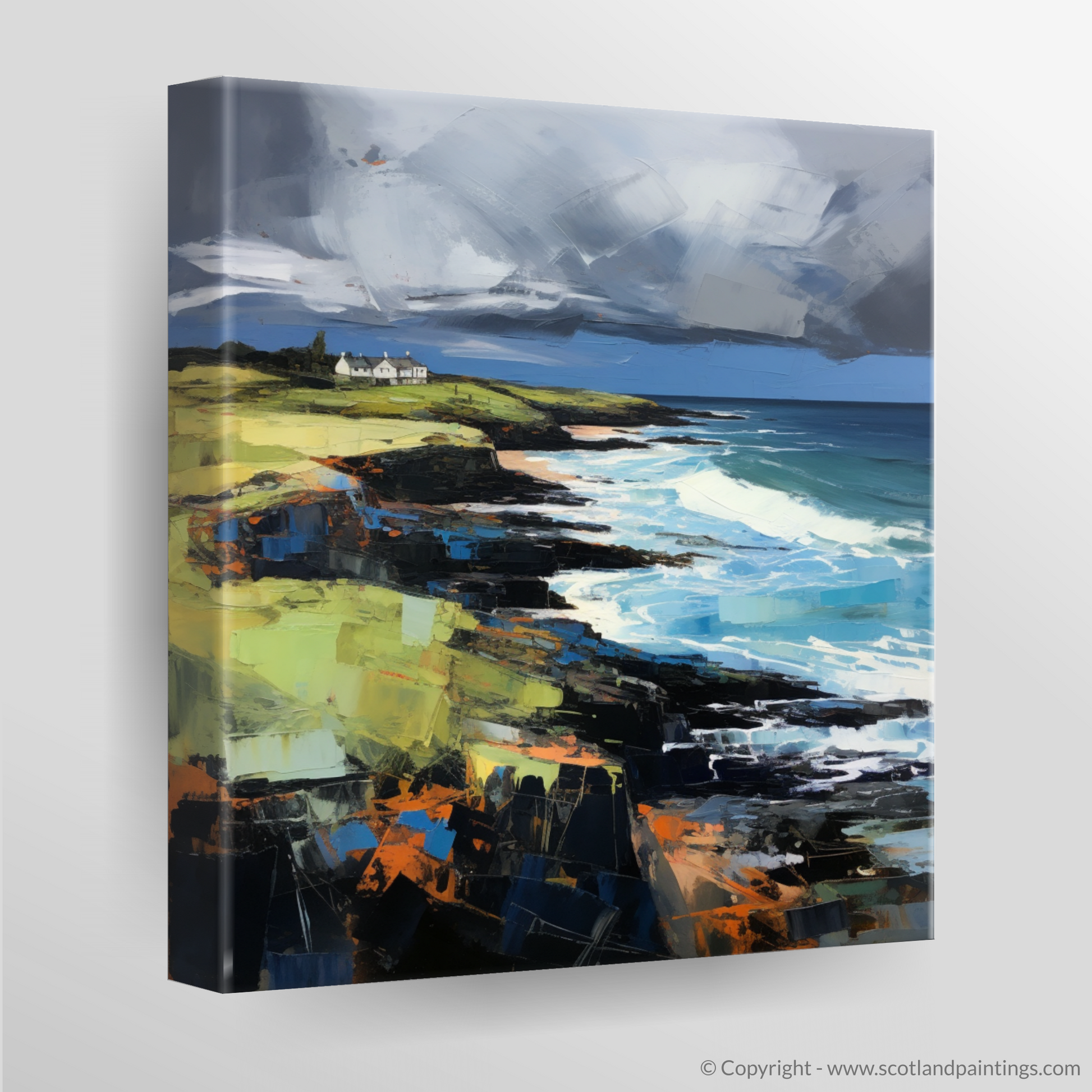 Canvas Print of Coldingham Bay with a stormy sky