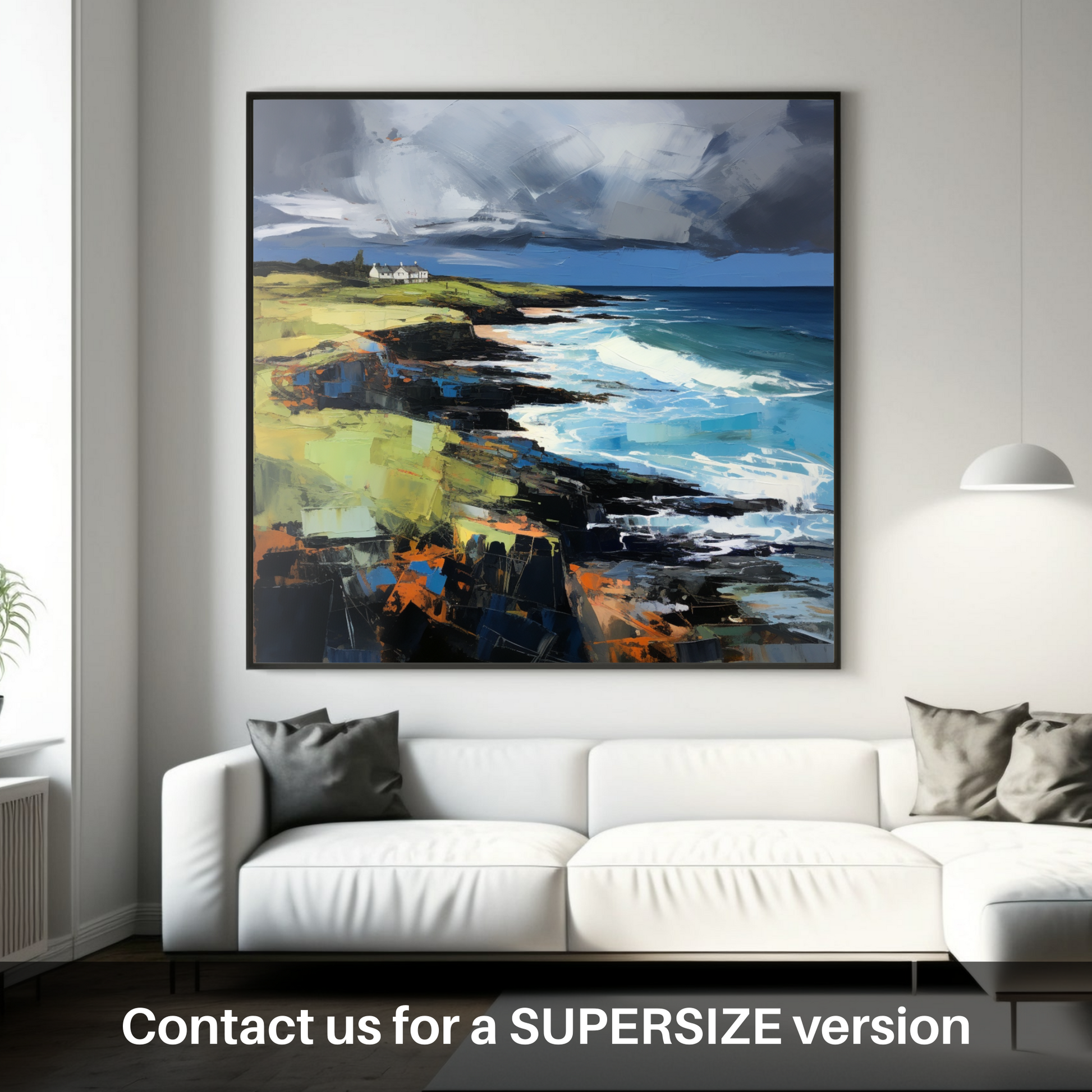 Huge supersize print of Coldingham Bay with a stormy sky