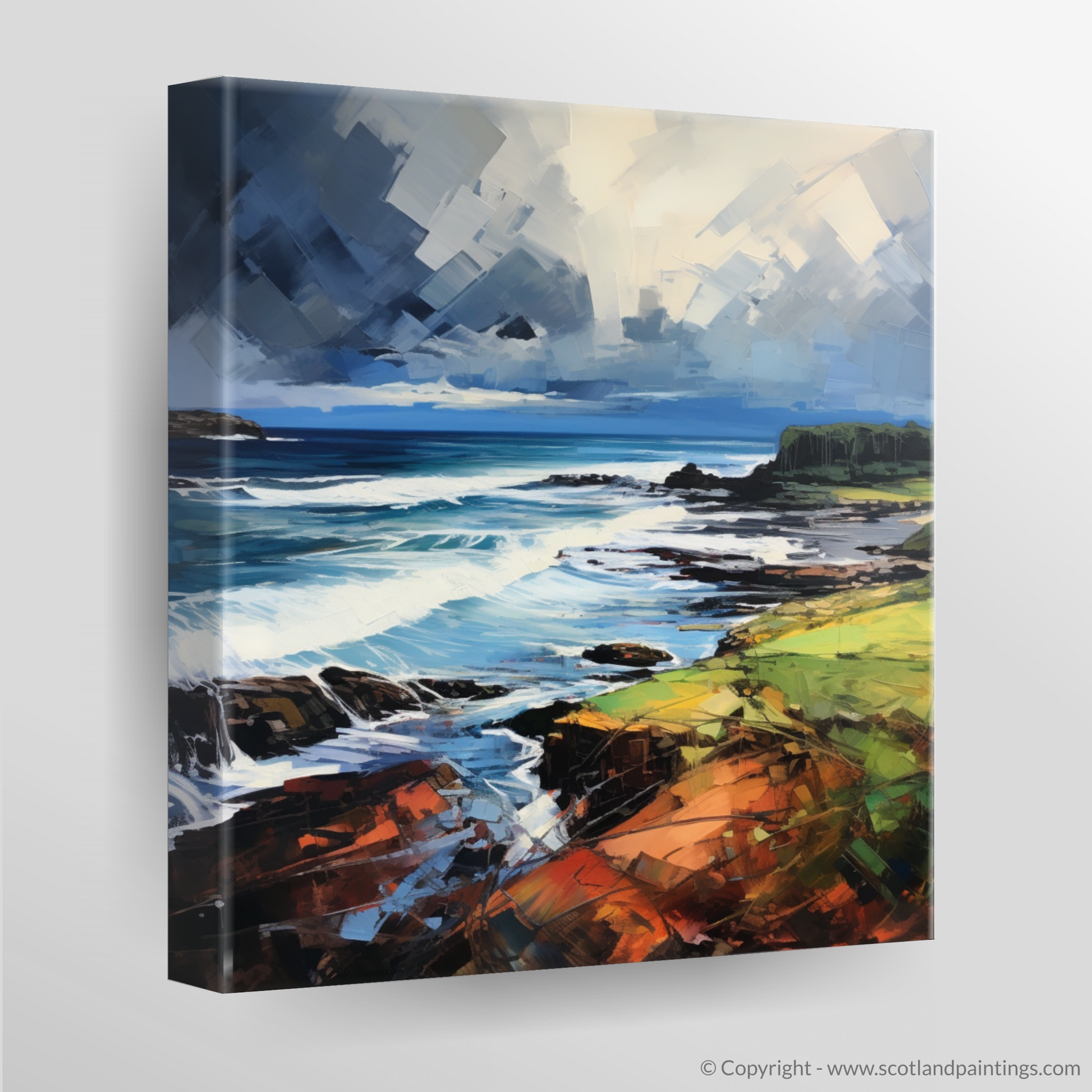 Canvas Print of Coldingham Bay with a stormy sky