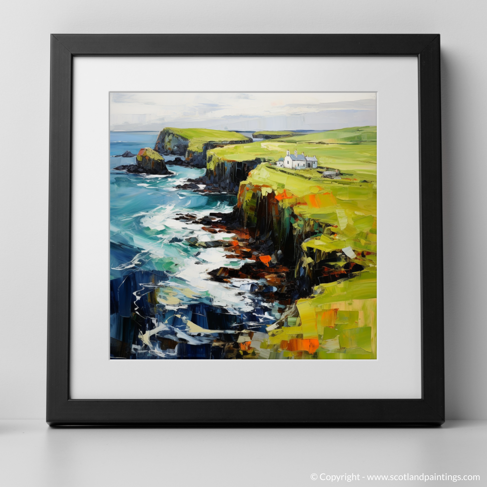 Art Print of Shetland, North of mainland Scotland with a black frame