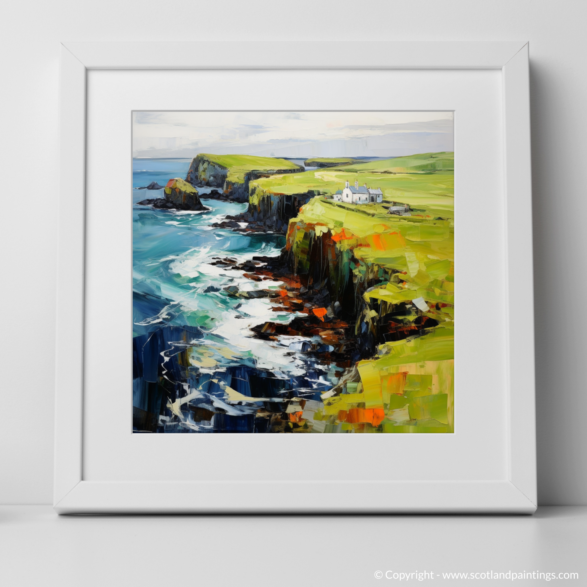 Art Print of Shetland, North of mainland Scotland with a white frame