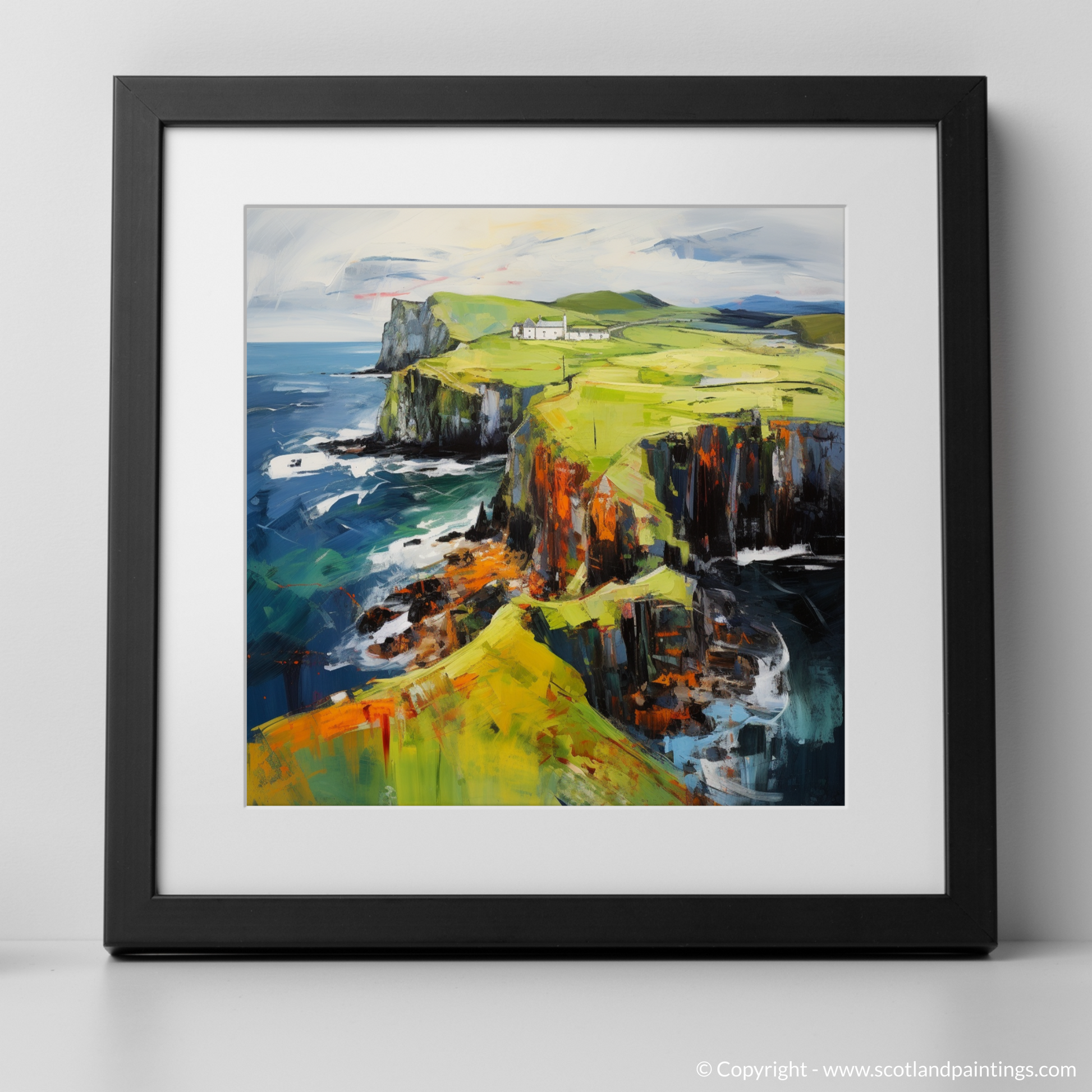 Art Print of Shetland, North of mainland Scotland with a black frame