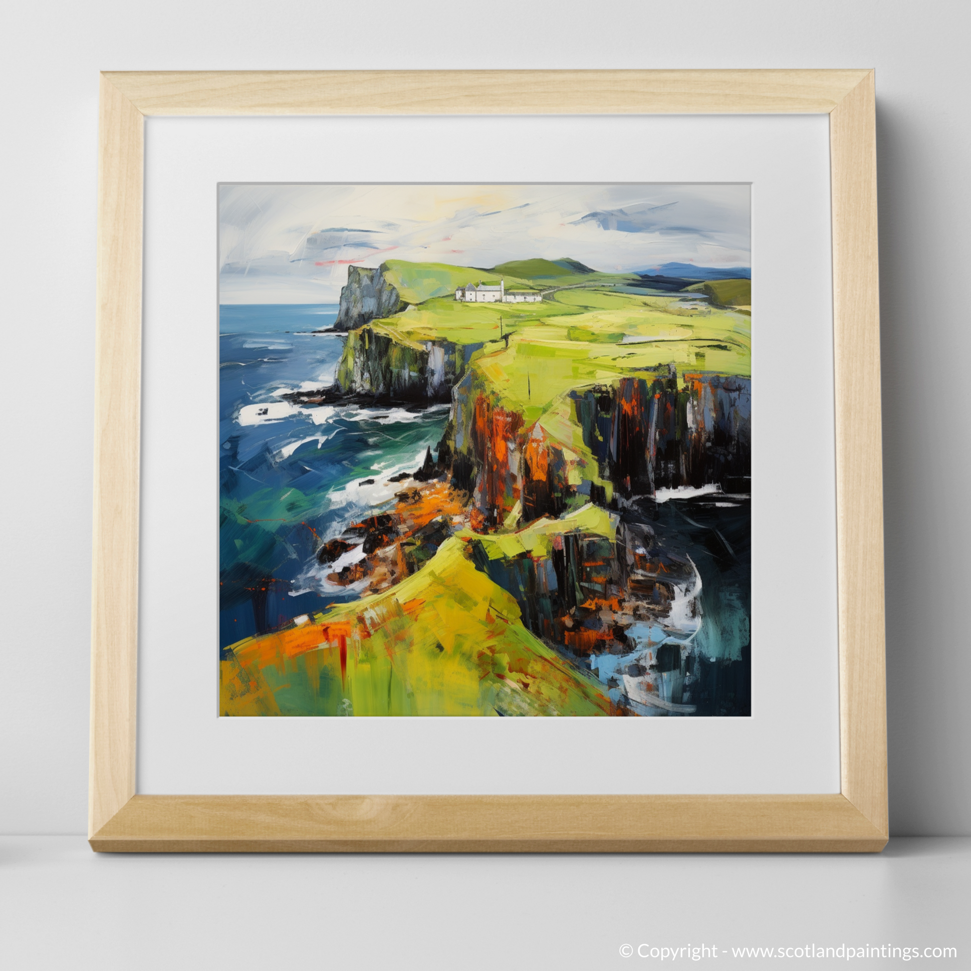 Art Print of Shetland, North of mainland Scotland with a natural frame