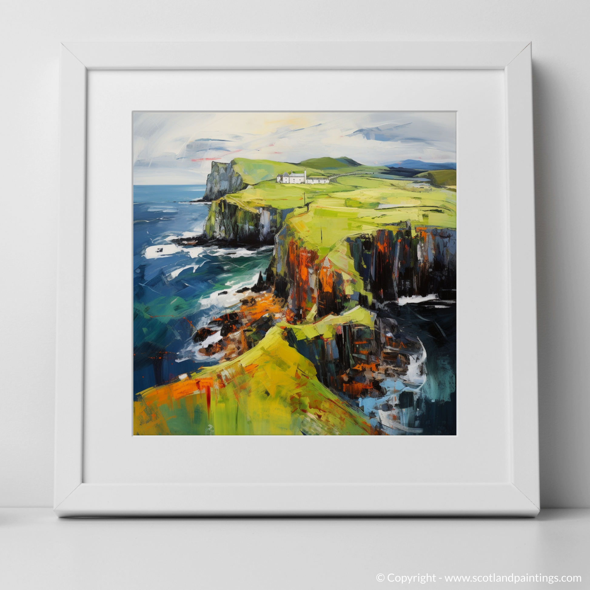 Art Print of Shetland, North of mainland Scotland with a white frame