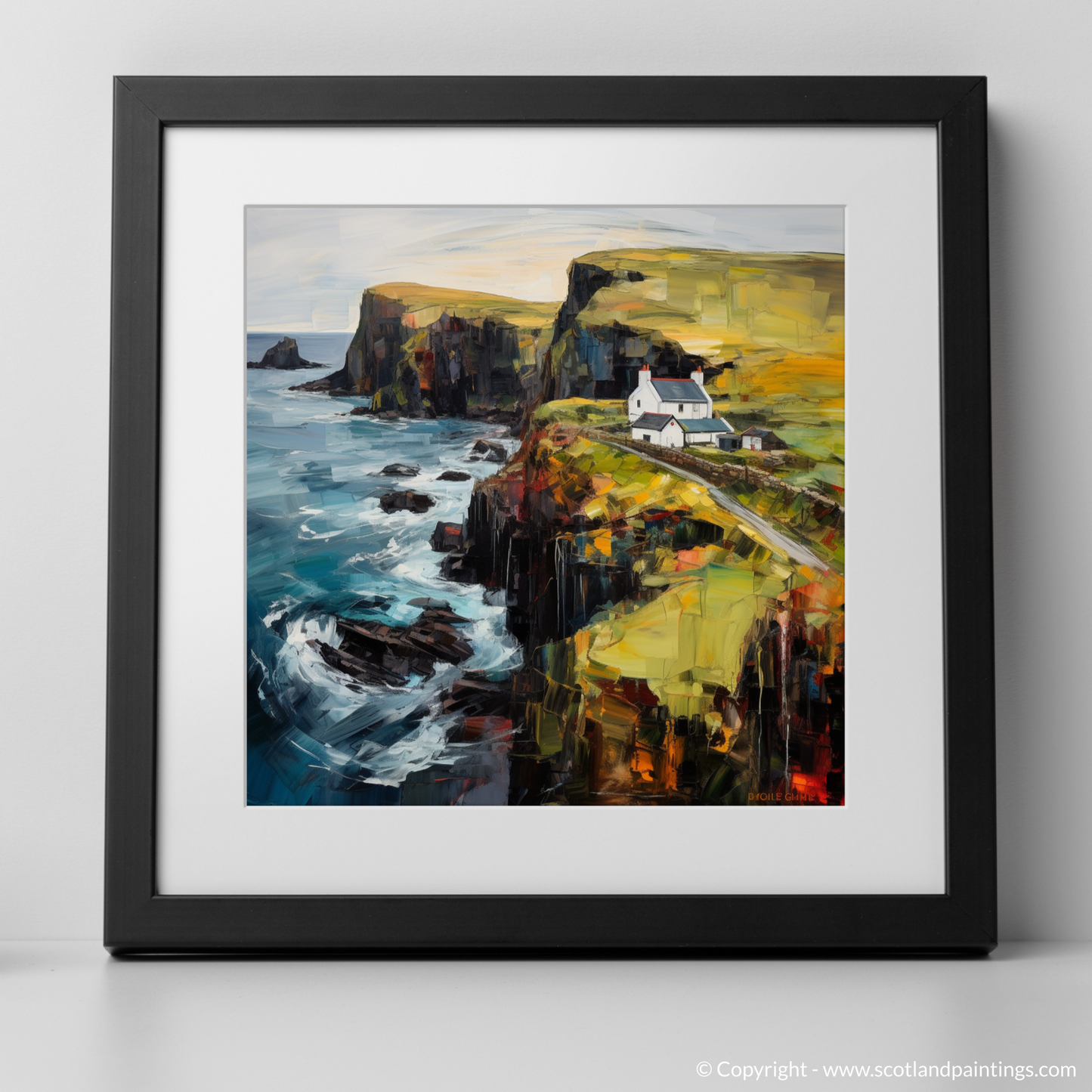 Art Print of Shetland, North of mainland Scotland with a black frame