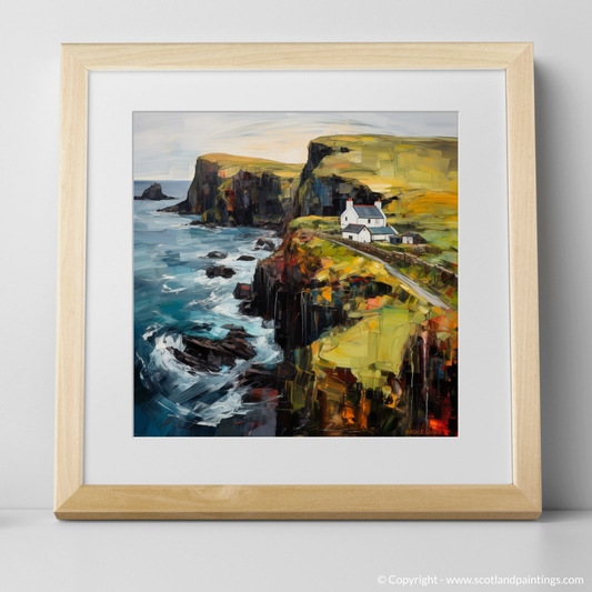 Art Print of Shetland, North of mainland Scotland with a natural frame