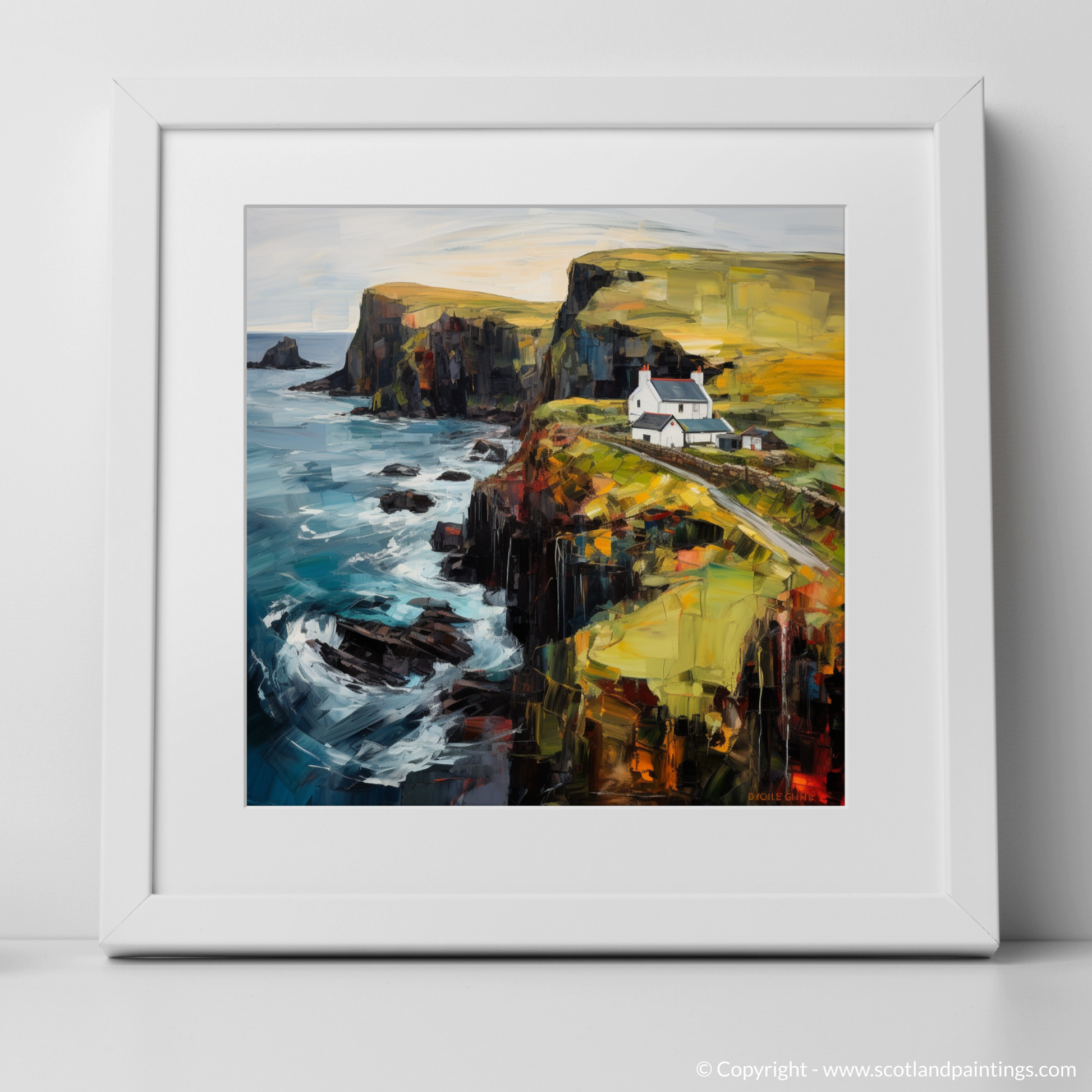 Art Print of Shetland, North of mainland Scotland with a white frame