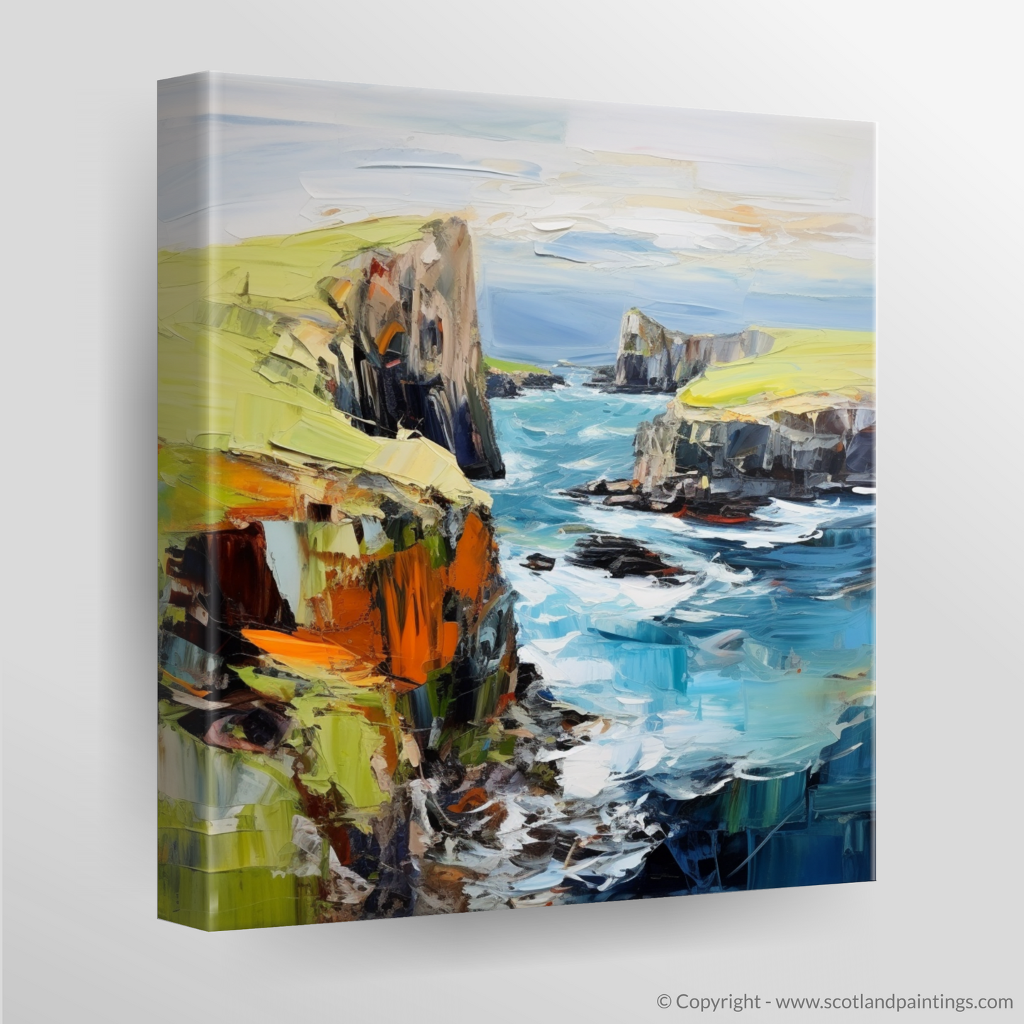 Painting and Art Print of Shetland, North of mainland Scotland. Shetland's Untamed Majesty.