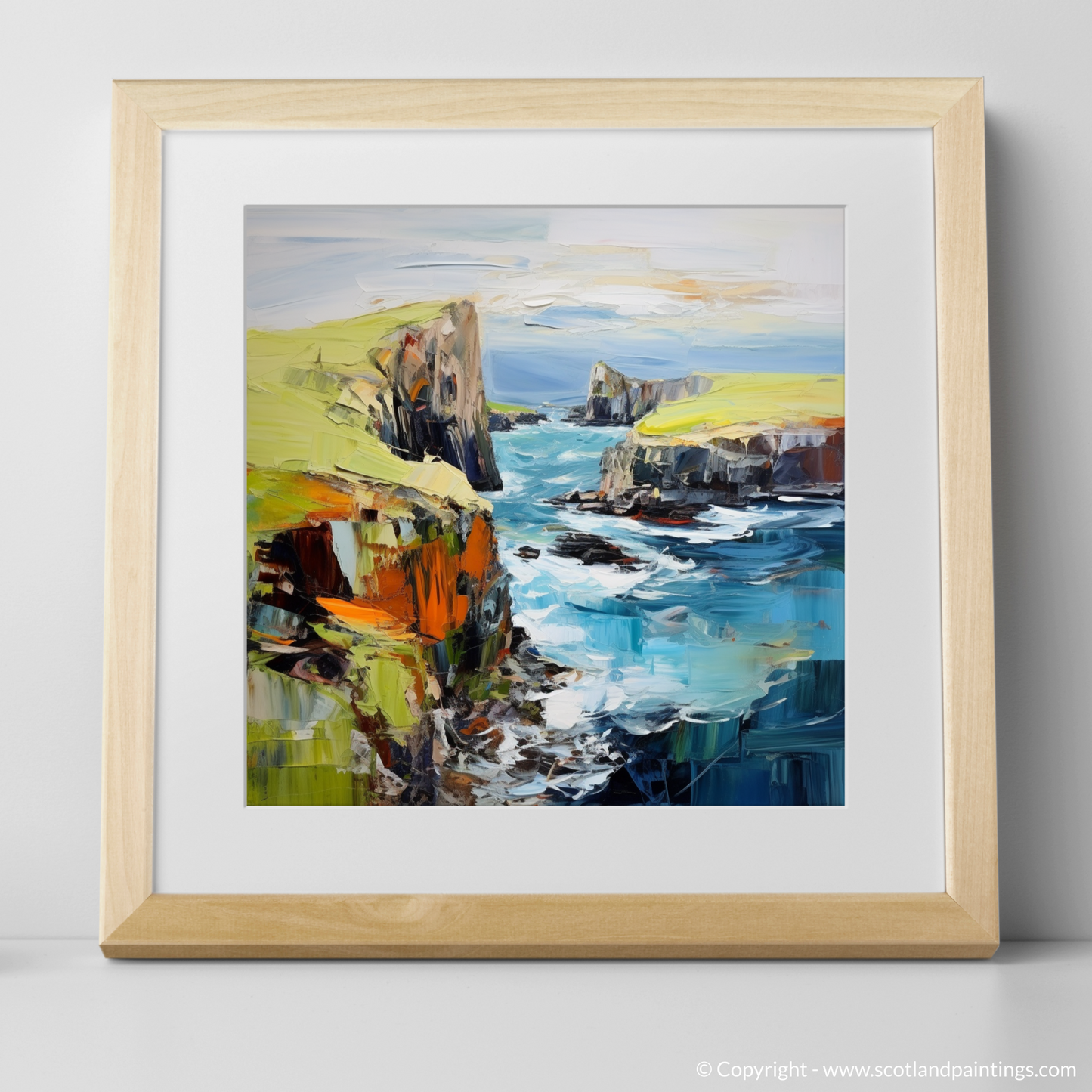 Painting and Art Print of Shetland, North of mainland Scotland. Shetland's Untamed Majesty.