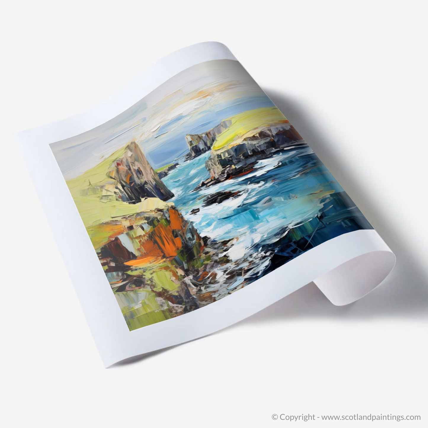 Painting and Art Print of Shetland, North of mainland Scotland. Shetland's Untamed Majesty.