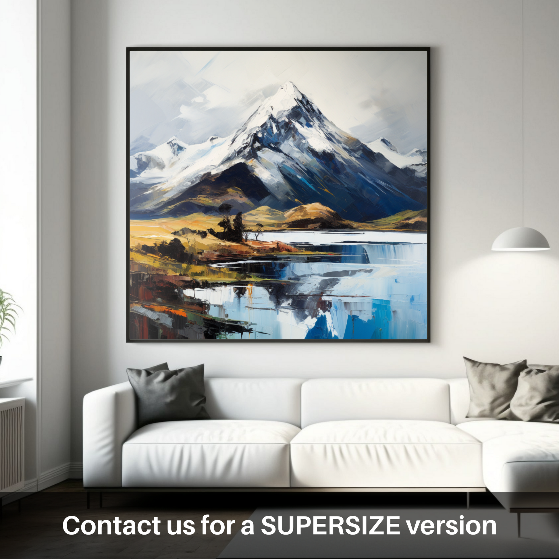 Huge supersize print of Snow-capped peaks overlooking Loch Lomond