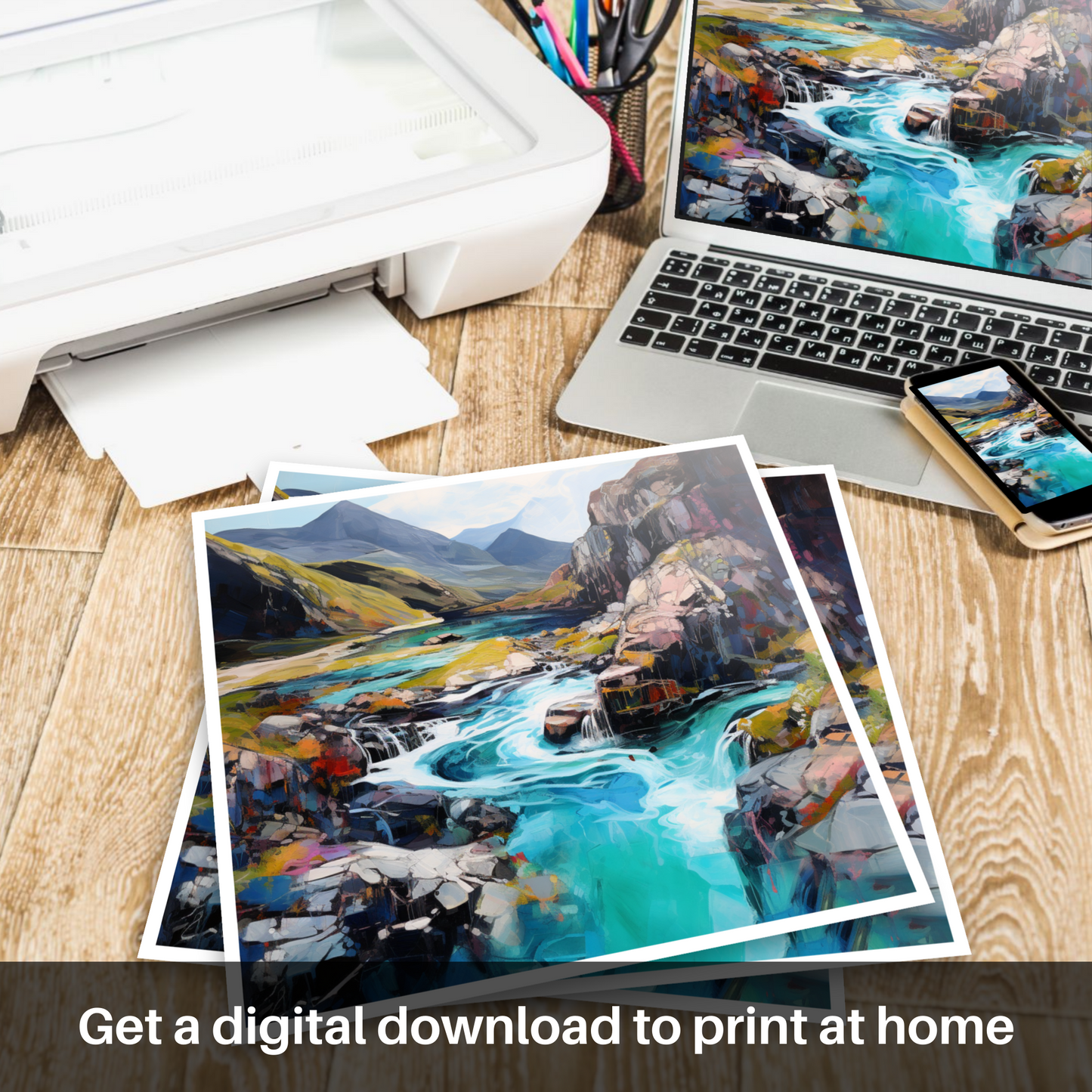 Downloadable and printable picture of The Fairy Pools, Isle of Skye