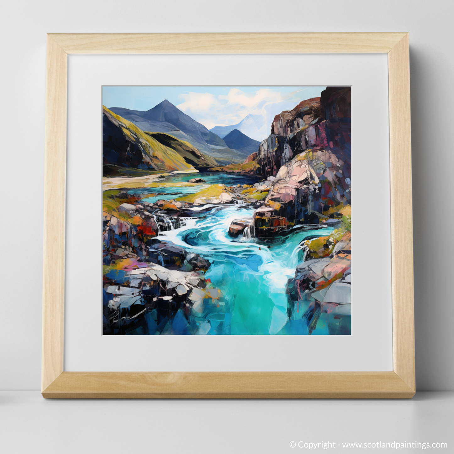 Art Print of The Fairy Pools, Isle of Skye with a natural frame