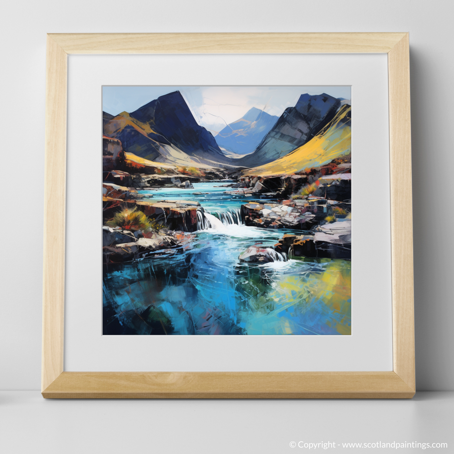 Art Print of The Fairy Pools, Isle of Skye with a natural frame