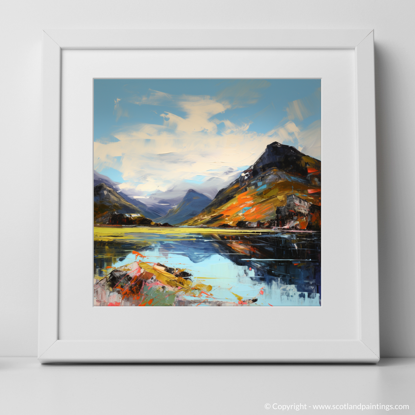 Art Print of Loch Glencoul, Sutherland with a white frame