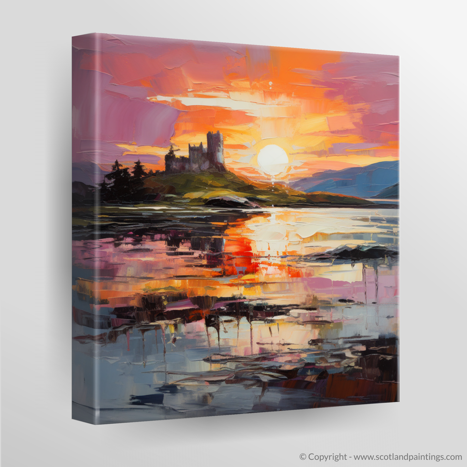 Canvas Print of Castle Stalker Bay at sunset