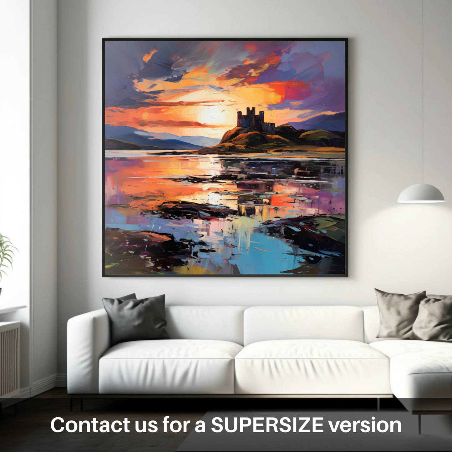 Huge supersize print of Castle Stalker Bay at sunset