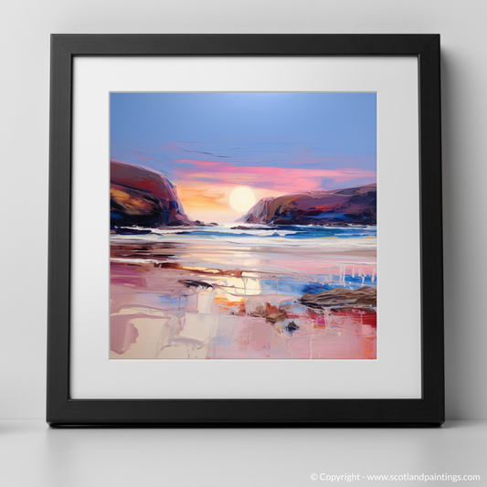 Painting and Art Print of Sandwood Bay at dusk. Dusk Embrace at Sandwood Bay.