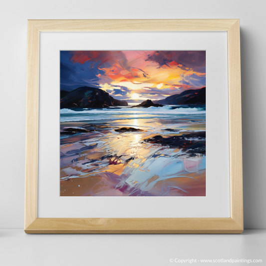 Painting and Art Print of Sandwood Bay at dusk. Dusk Embrace at Sandwood Bay.