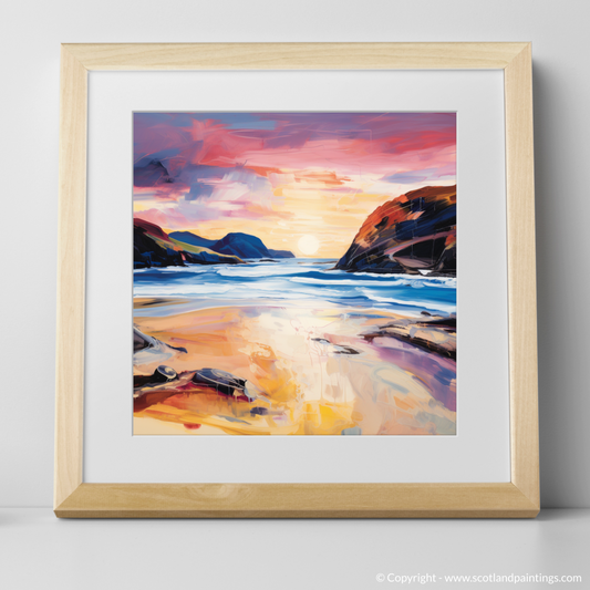 Painting and Art Print of Sandwood Bay at dusk. Dusk's Embrace at Sandwood Bay.