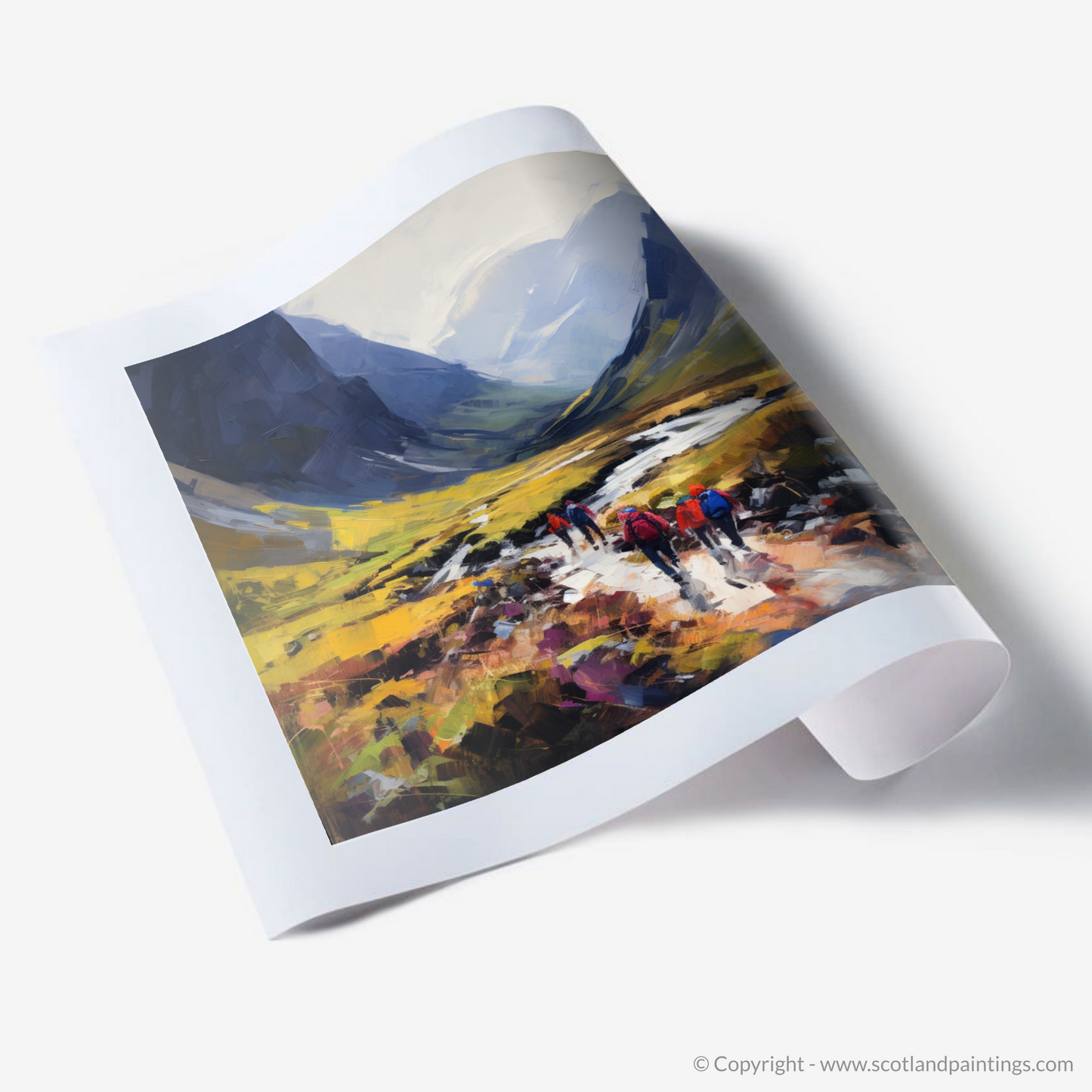 Art Print of Group of hikers at trail start in Glencoe