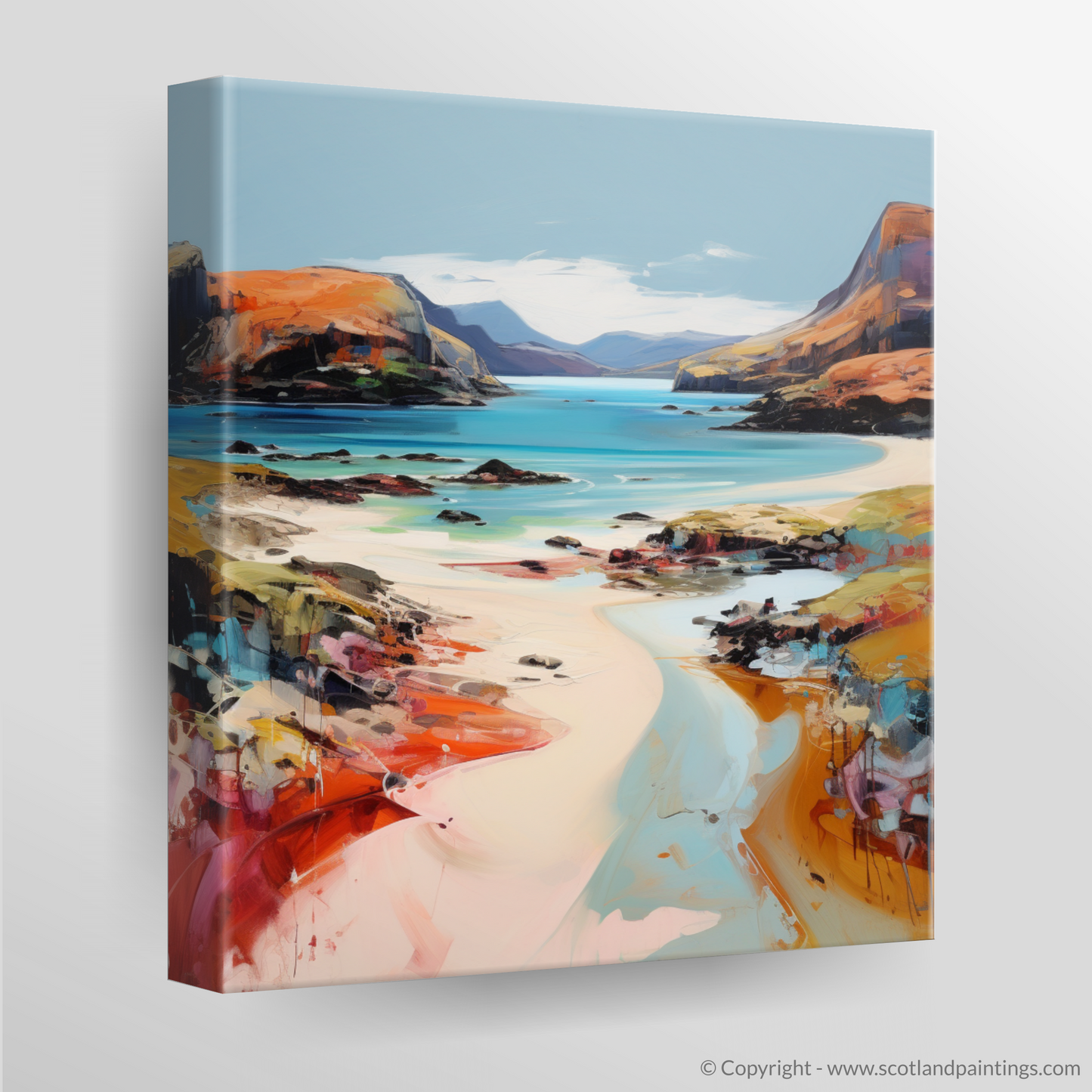 Painting and Art Print of Coral Beach, Claigan, Isle of Skye. Coral Embrace: An Expressionist Ode to Claigan Beach.