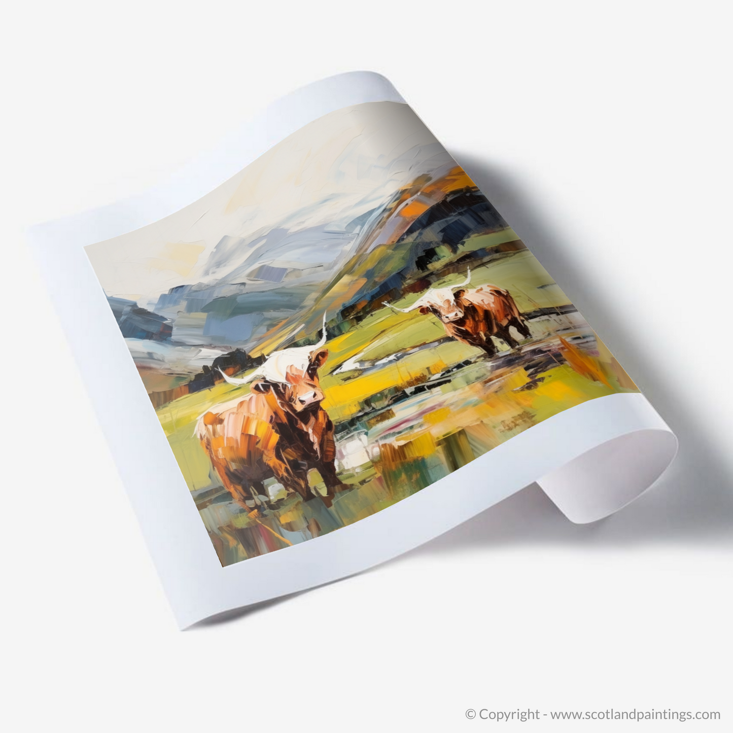 Art Print of Highland cows in Glencoe