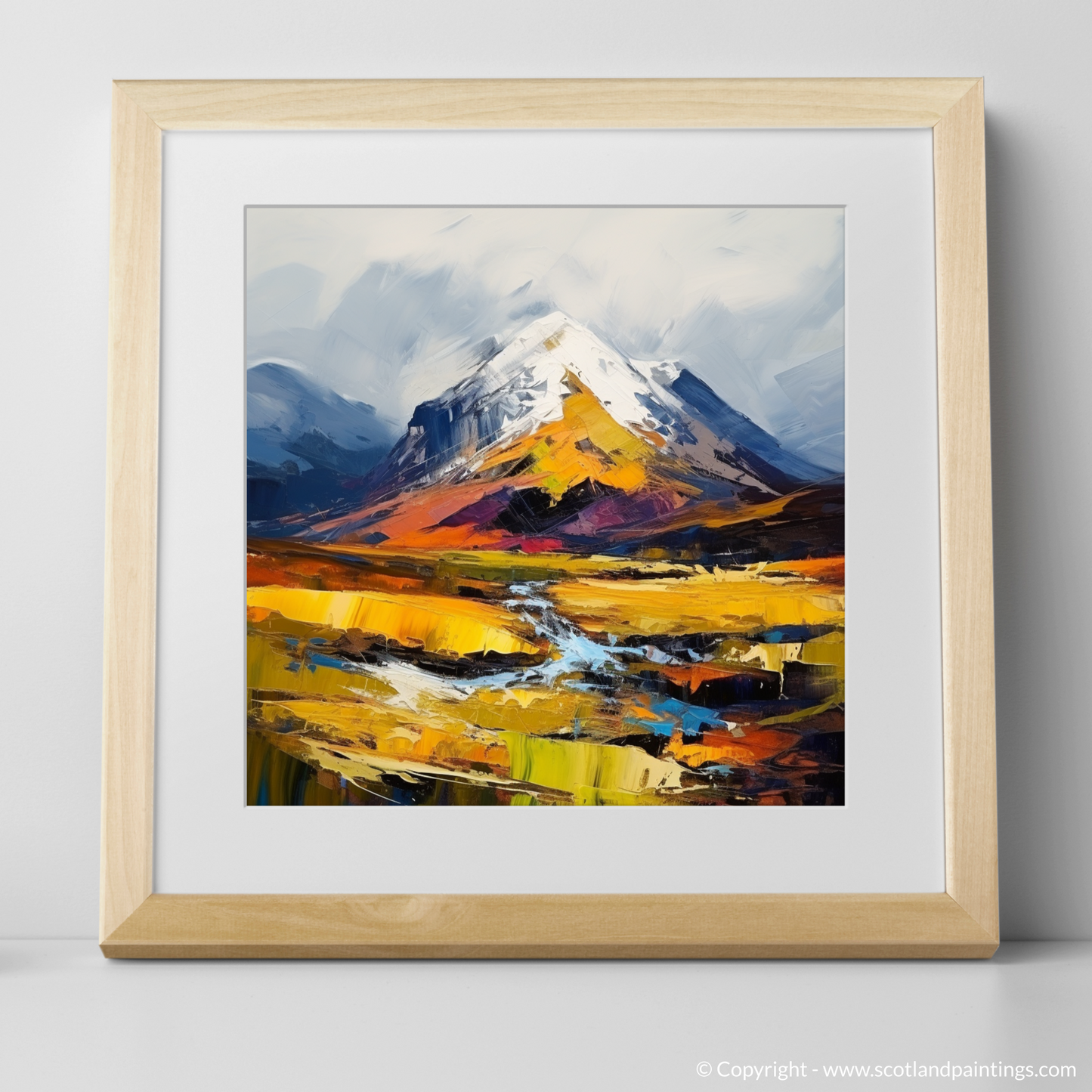 Art Print of Meall nan Tarmachan with a natural frame