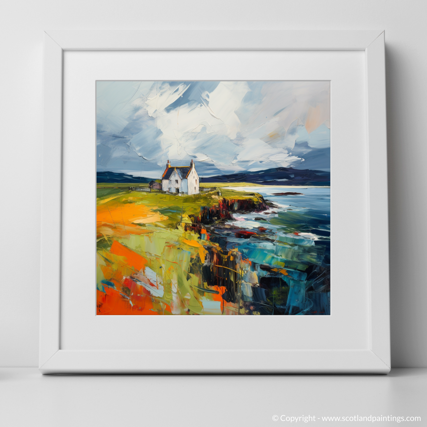 Art Print of Orkney, North of mainland Scotland with a white frame