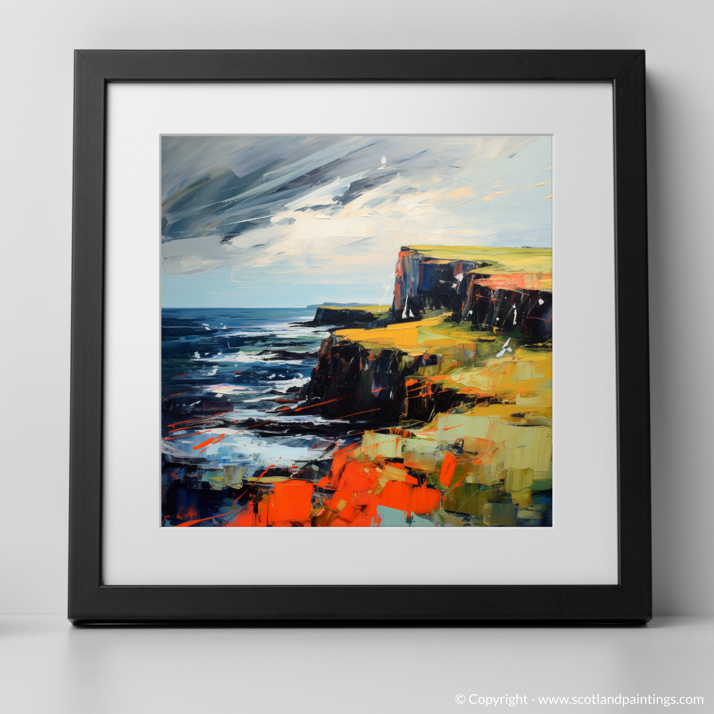 Art Print of Orkney, North of mainland Scotland with a black frame