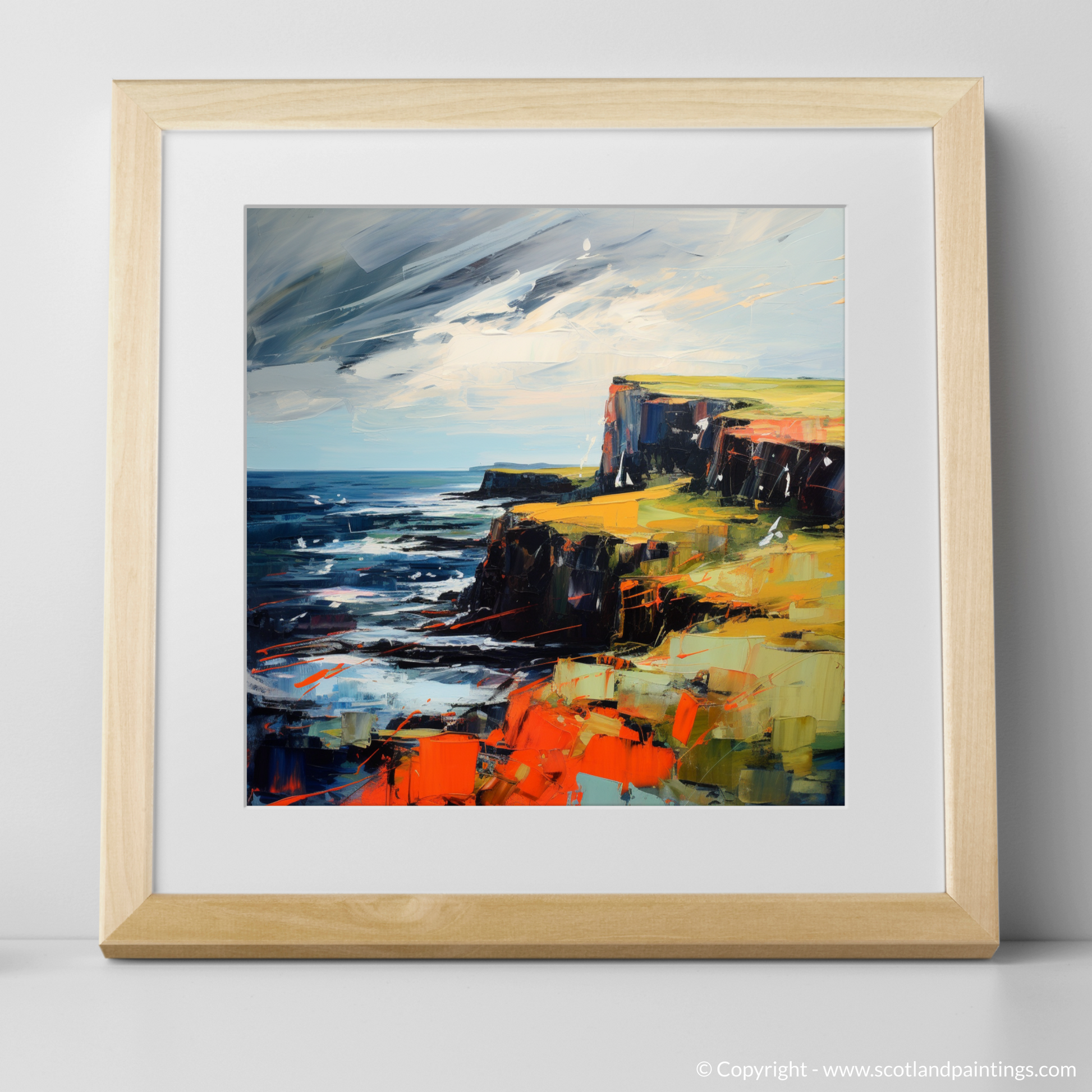 Art Print of Orkney, North of mainland Scotland with a natural frame