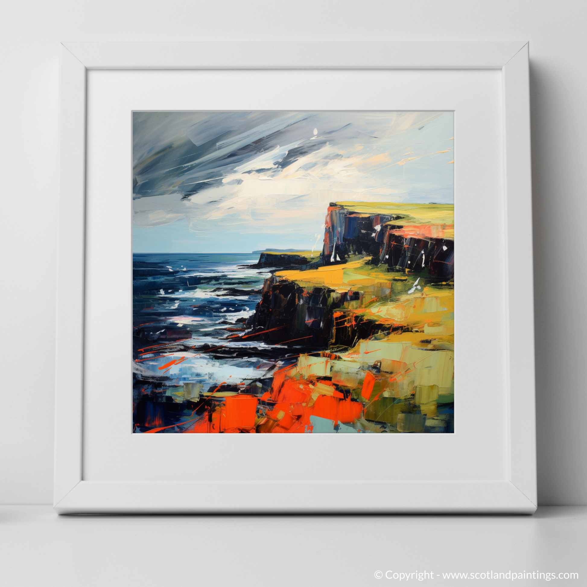 Art Print of Orkney, North of mainland Scotland with a white frame