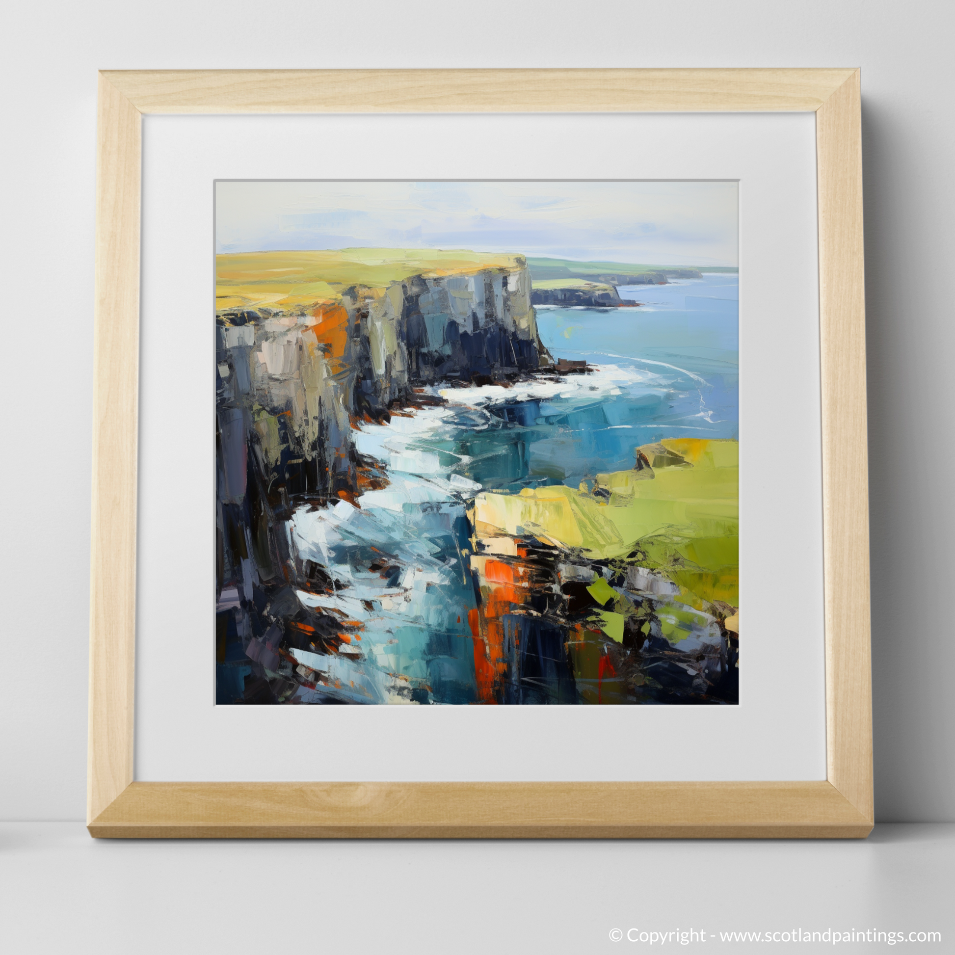 Art Print of Orkney, North of mainland Scotland with a natural frame