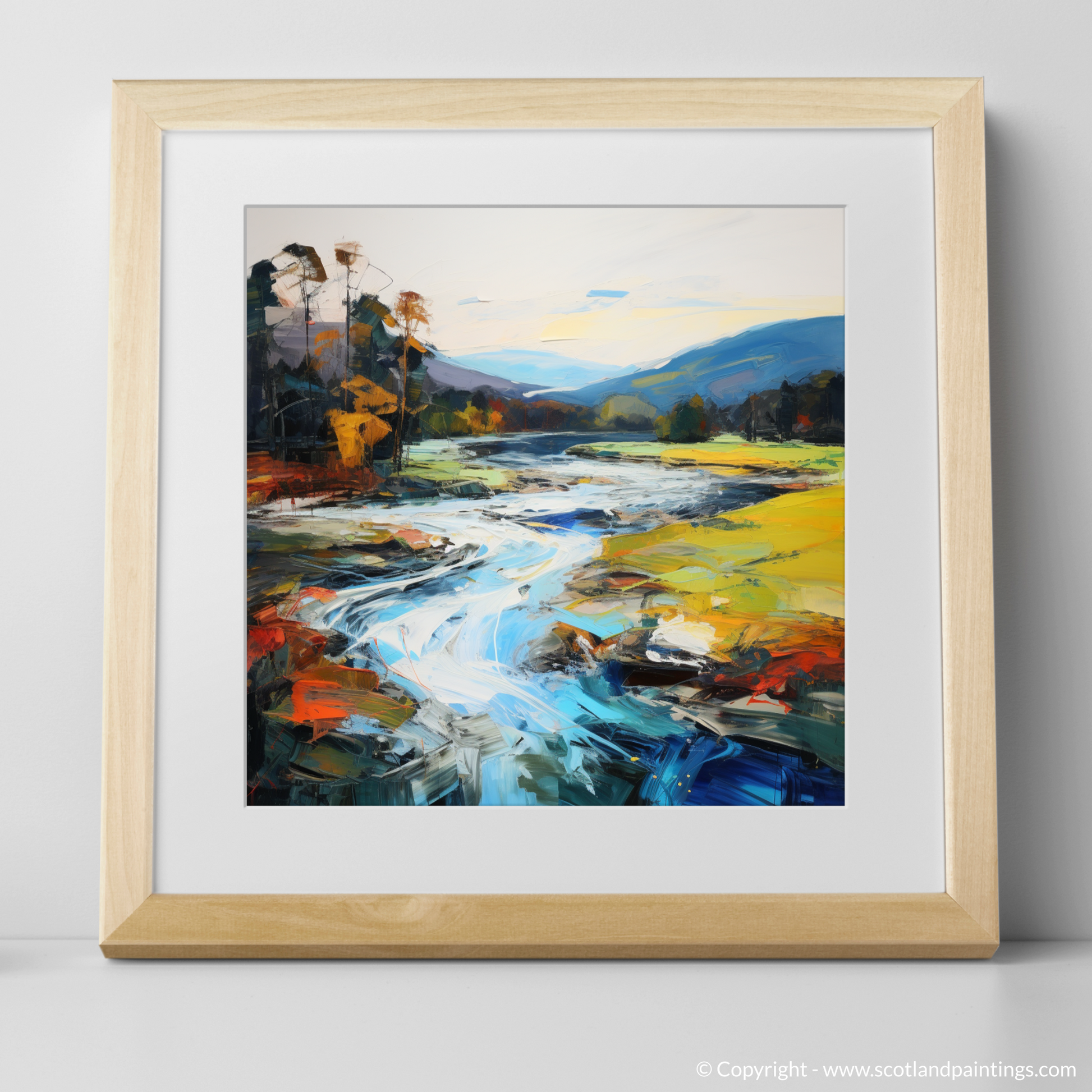 Art Print of River Tay, Perthshire with a natural frame