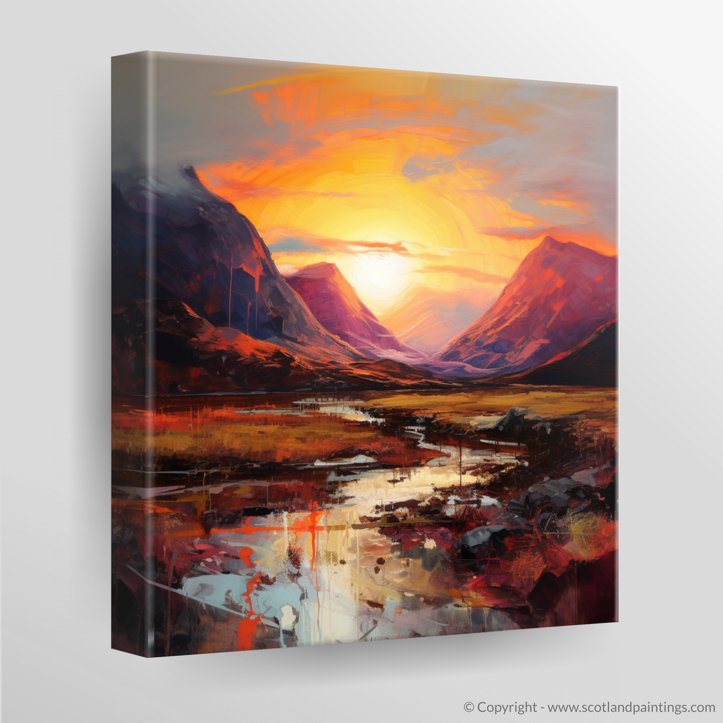 Canvas Print of Sunset glow in Glencoe