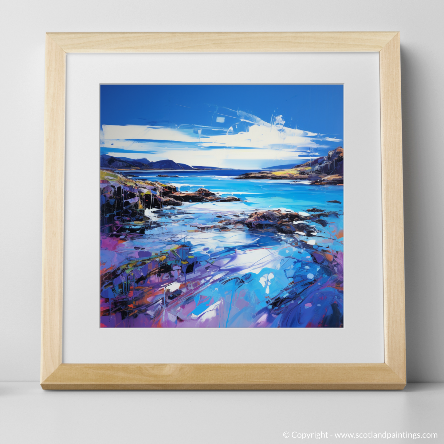 Painting and Art Print of Sound of Iona, Isle of Iona. Sound of Iona: An Expressionist Ode to Scottish Coastal Beauty.