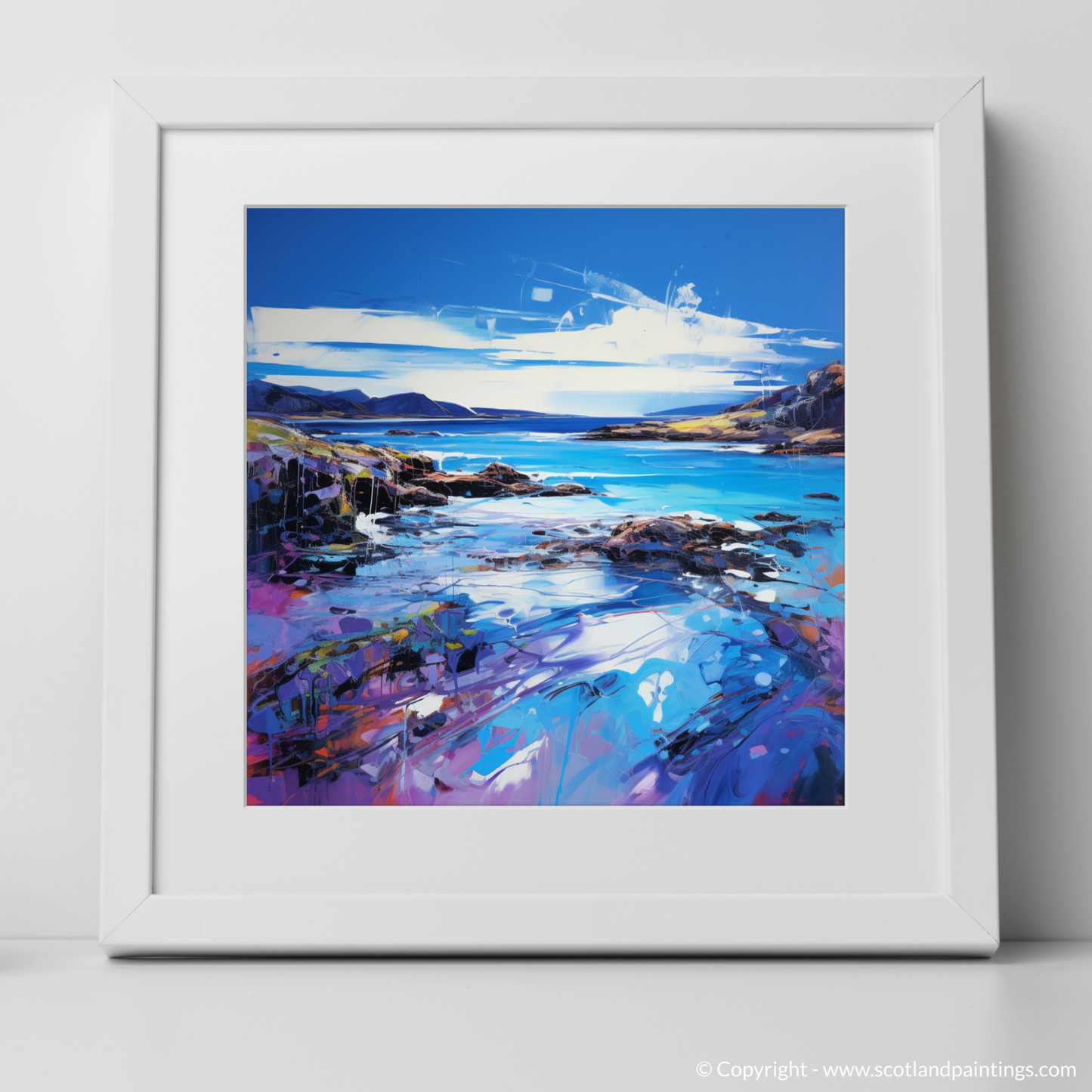 Painting and Art Print of Sound of Iona, Isle of Iona. Sound of Iona: An Expressionist Ode to Scottish Coastal Beauty.