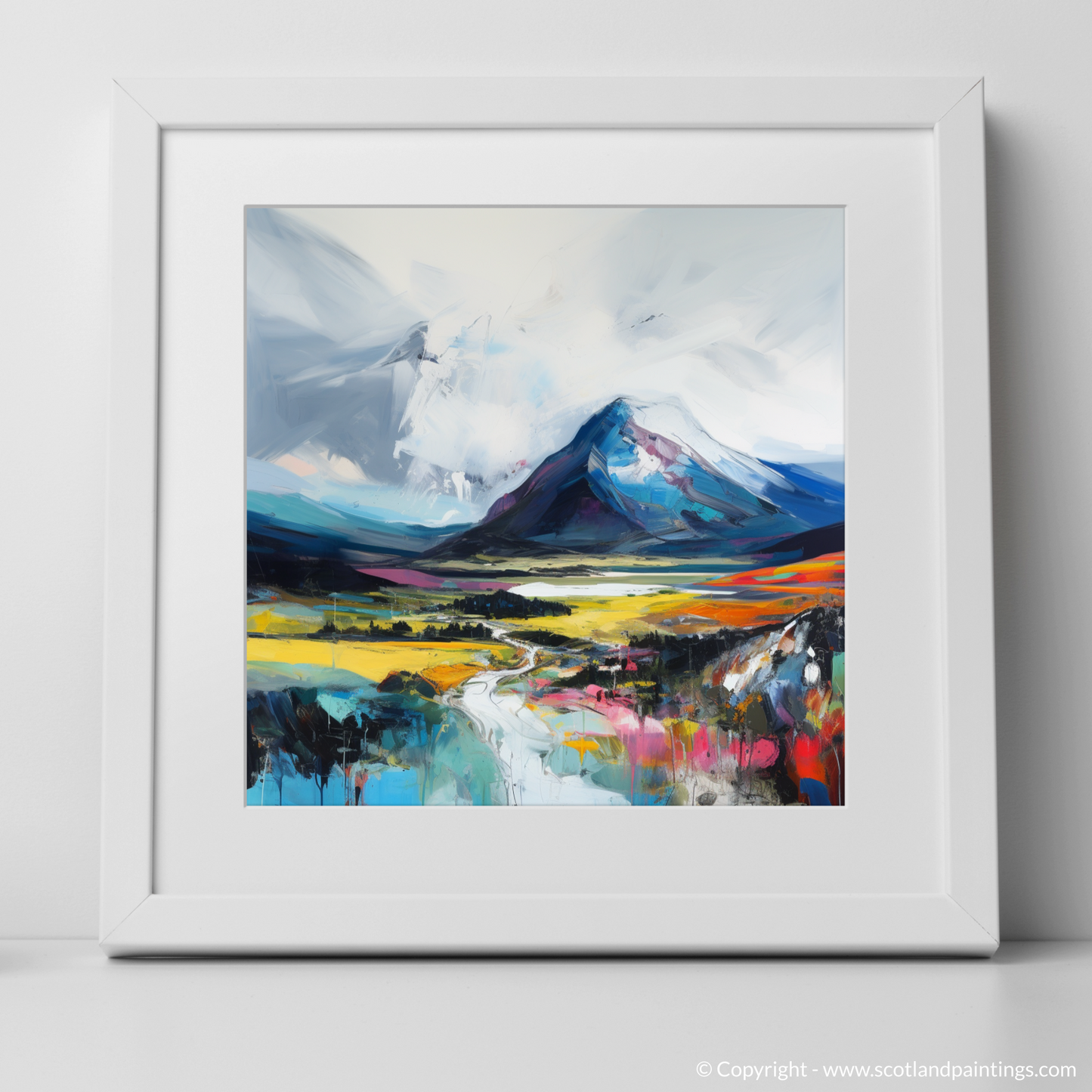 Art Print of Geal-chàrn (Drumochter) with a white frame