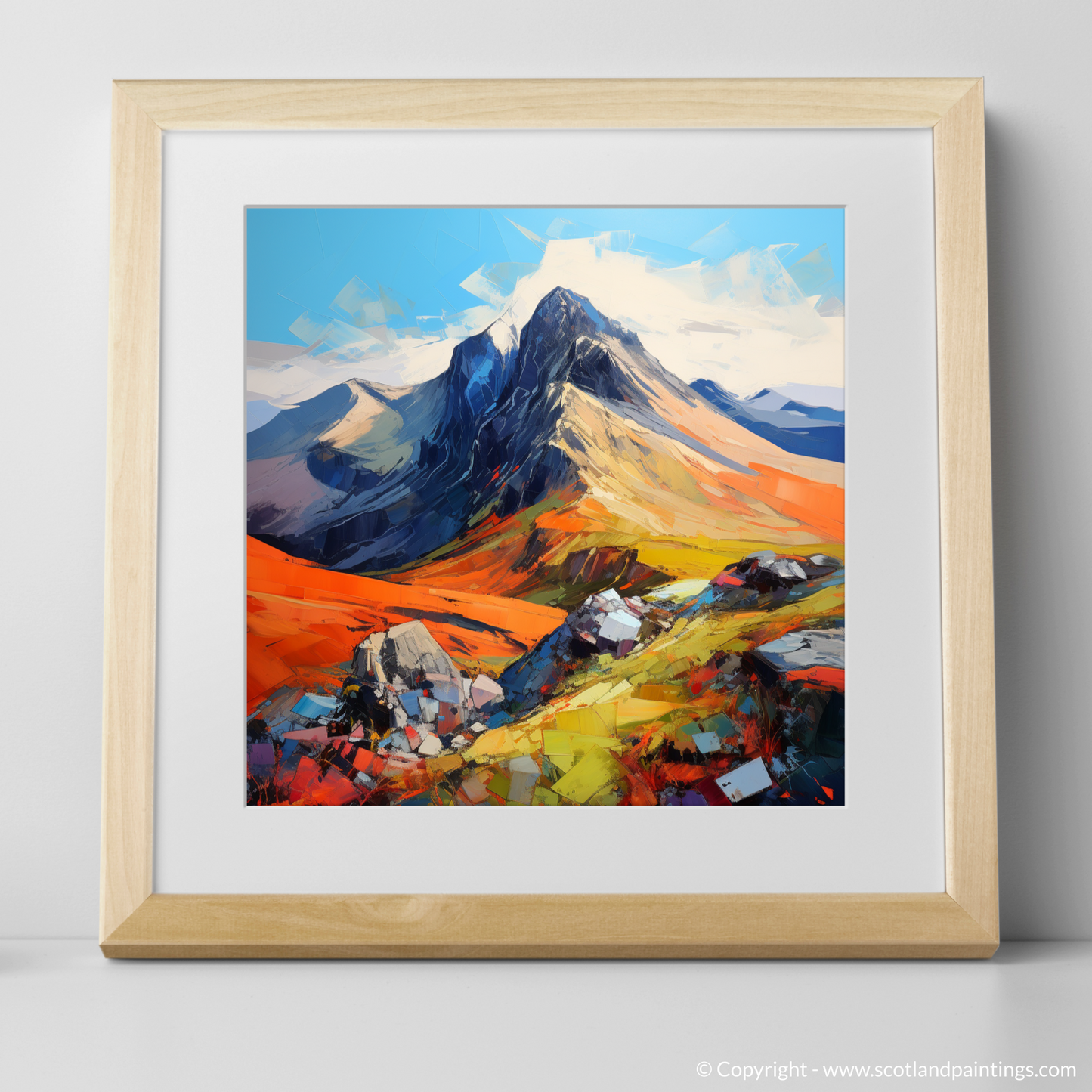 Art Print of The Cobbler, Arrochar Alps with a natural frame