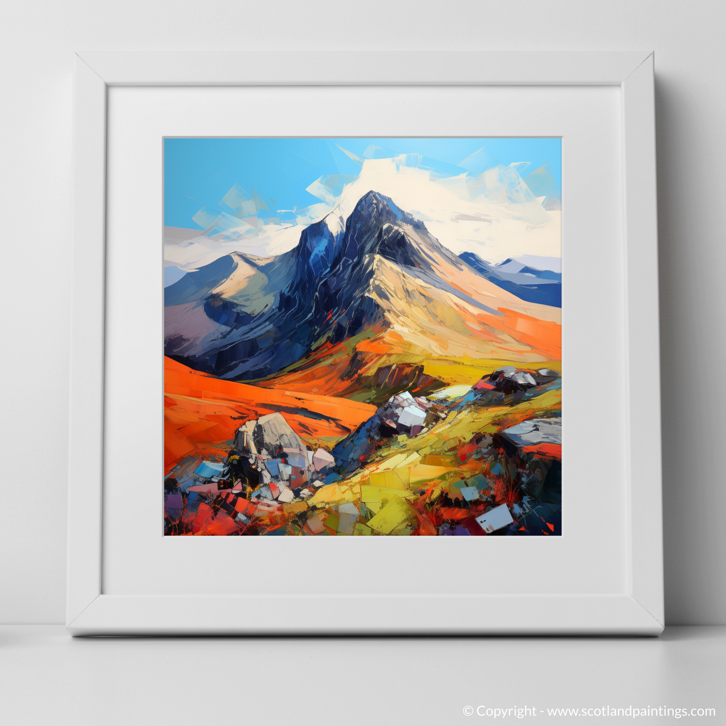 Art Print of The Cobbler, Arrochar Alps with a white frame